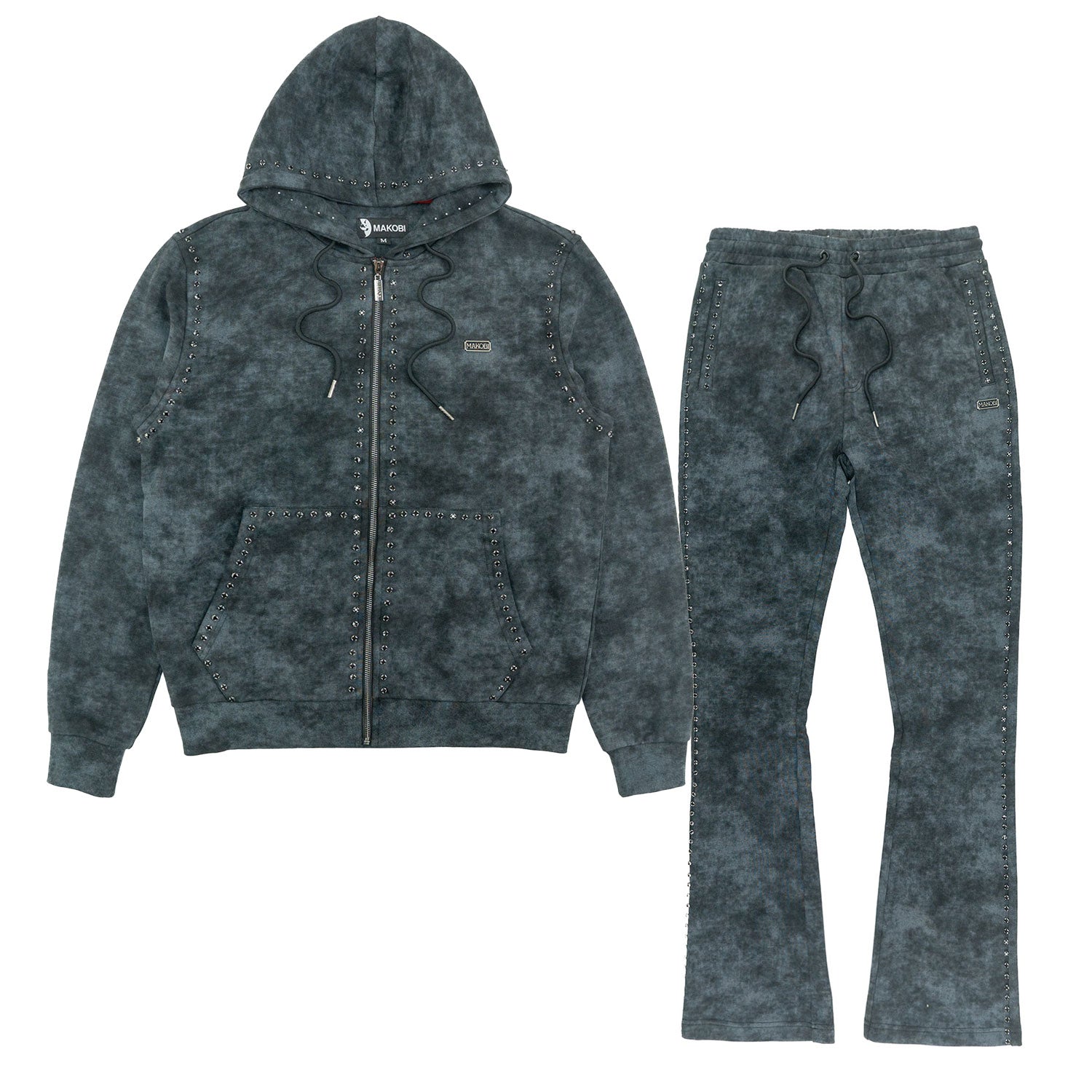 Makobi M5455 Lorenzino Zip in Up Hoodie Set - Black, view 7