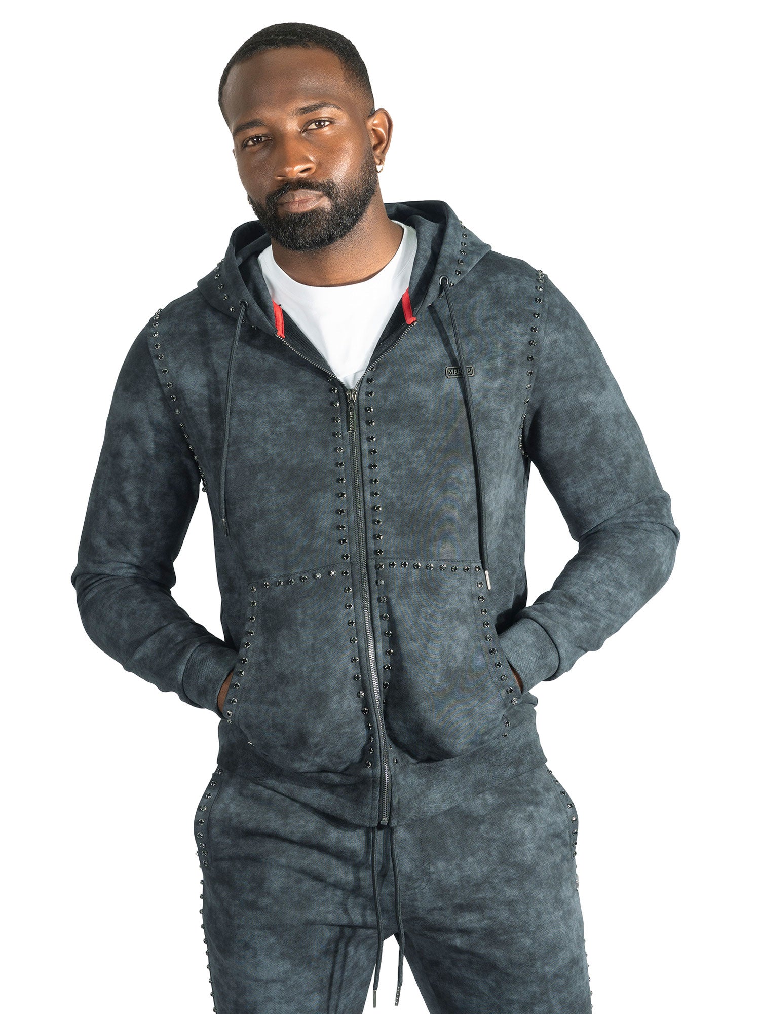 Makobi M5455 Lorenzino Zip in Up Hoodie Set - Black, view 5