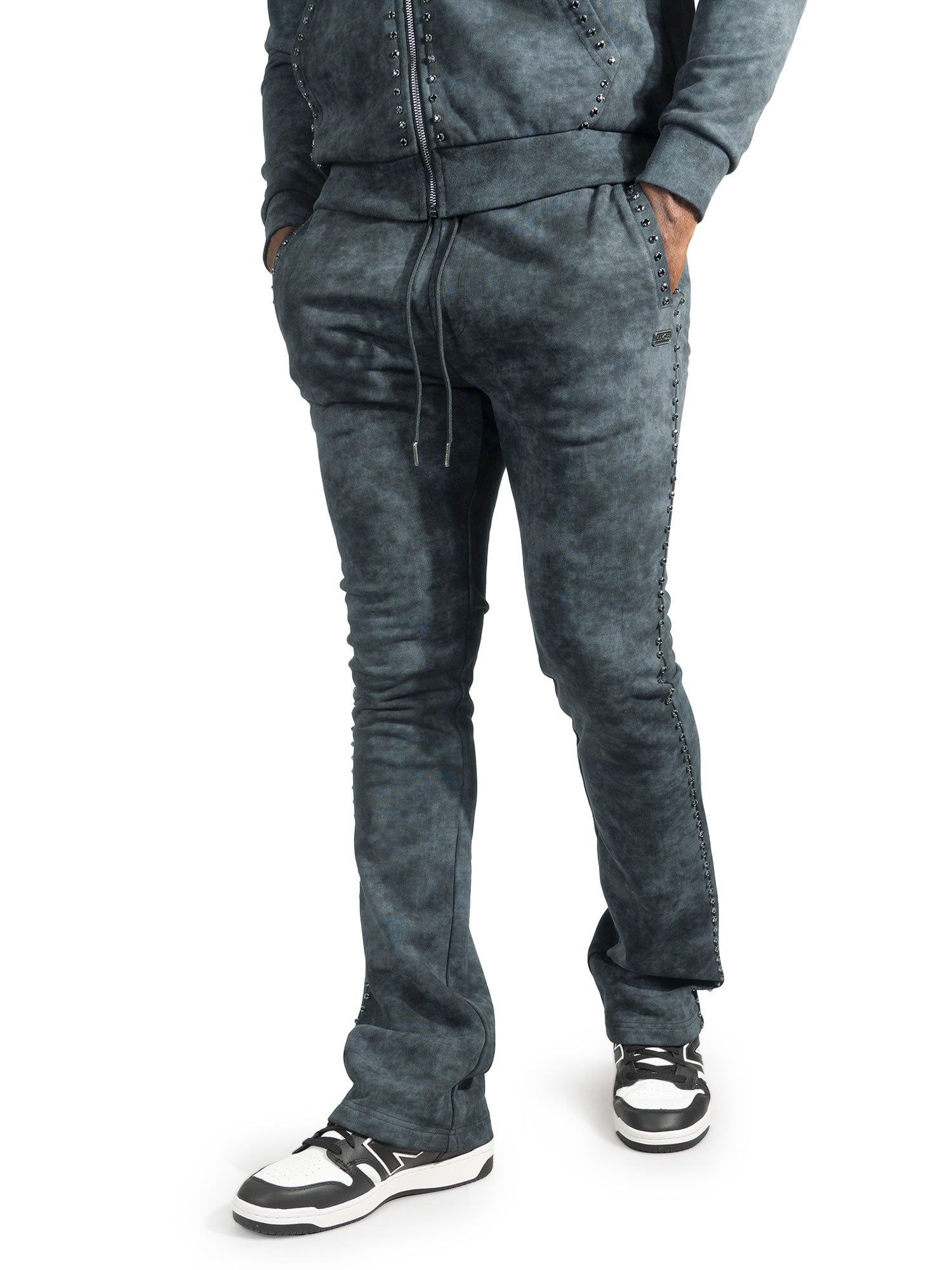 Set | M5455 Lorenzino Zip-Up Hoodie Set - Black