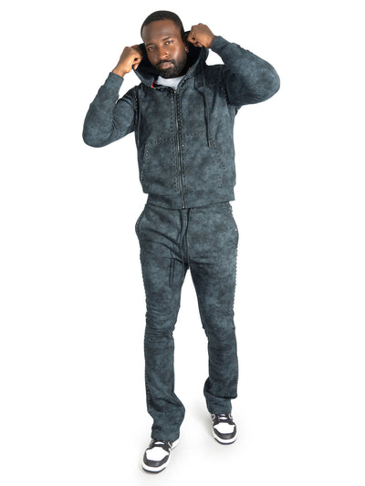 Set | M5455 Lorenzino Zip-Up Hoodie Set - Black