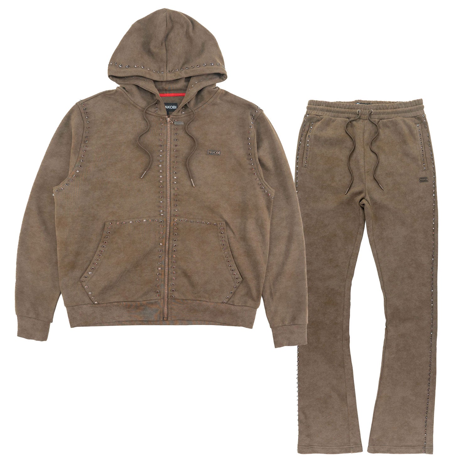 Set | M5455 Lorenzino Zip-Up Hoodie Set - Brown