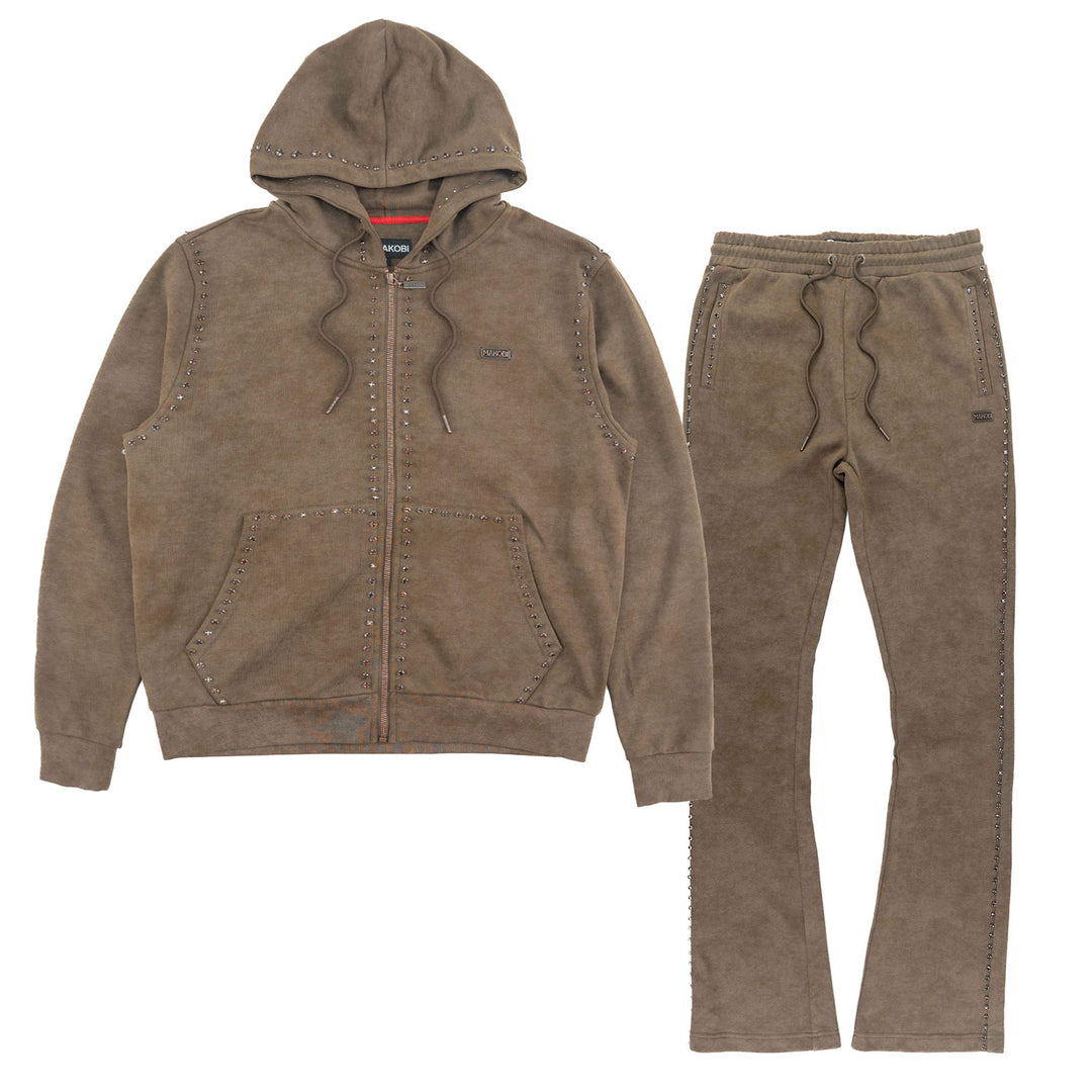Set | M5455 Lorenzino Zip-Up Hoodie Set - Brown