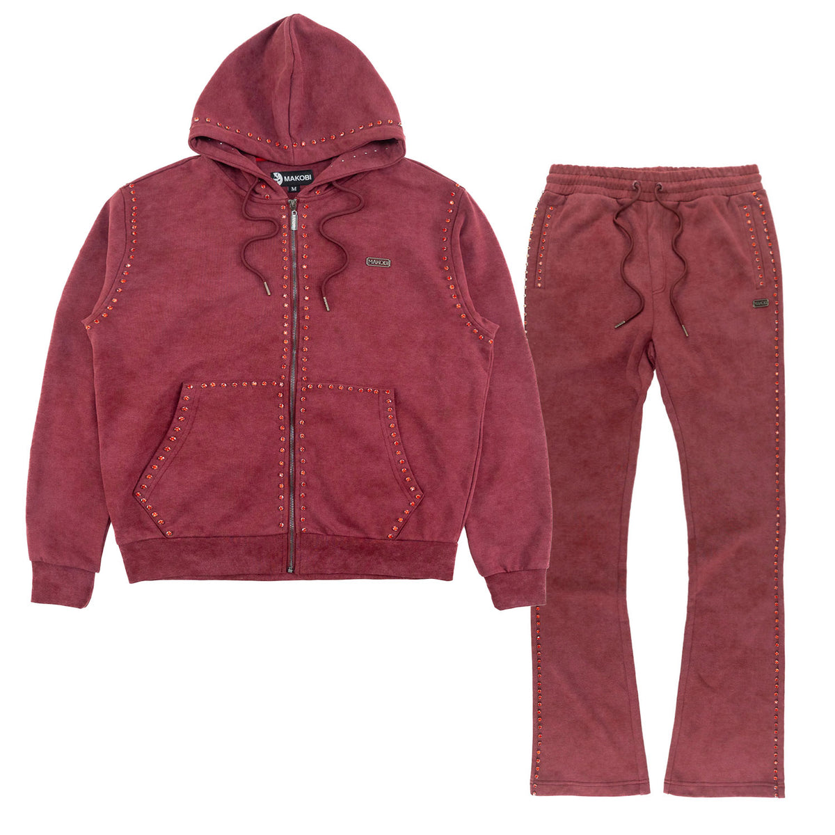 M5455 Lorenzino Zip-Up Hoodie Set - Burgundy
