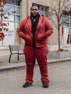 M5455 Lorenzino Zip-Up Hoodie Set - Burgundy