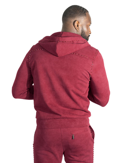Set | M5455 Lorenzino Zip-Up Hoodie Set - Burgundy