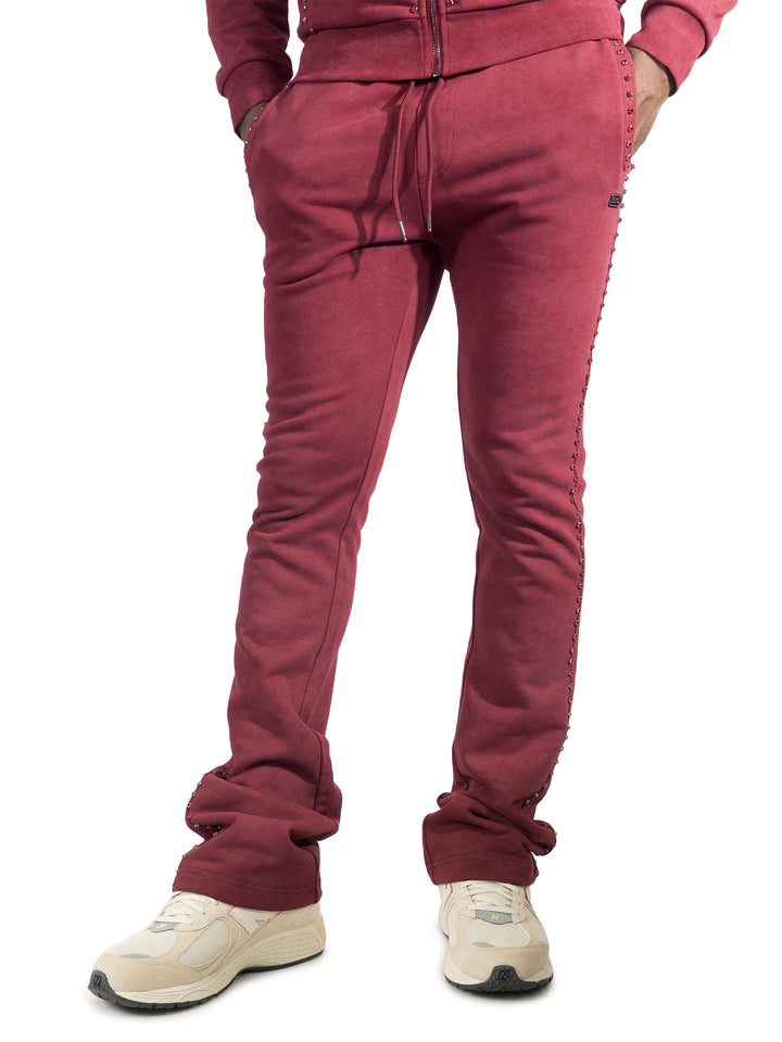 Set | M5455 Lorenzino Zip-Up Hoodie Set - Burgundy