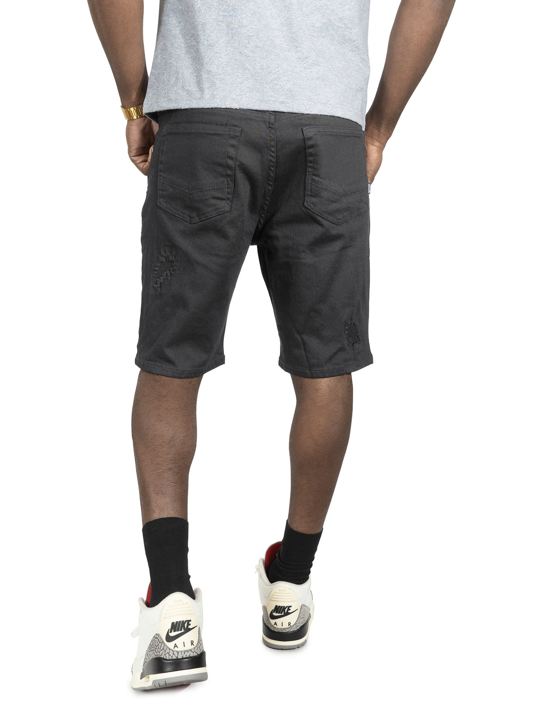 M607 Amato Denim Shorts - Black/Black