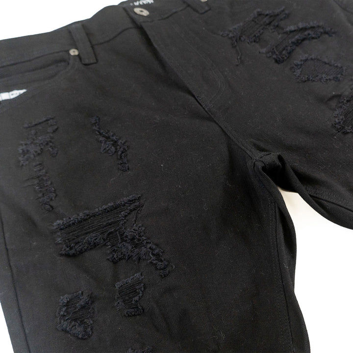 M607 Amato Denim Shorts - Black/Black