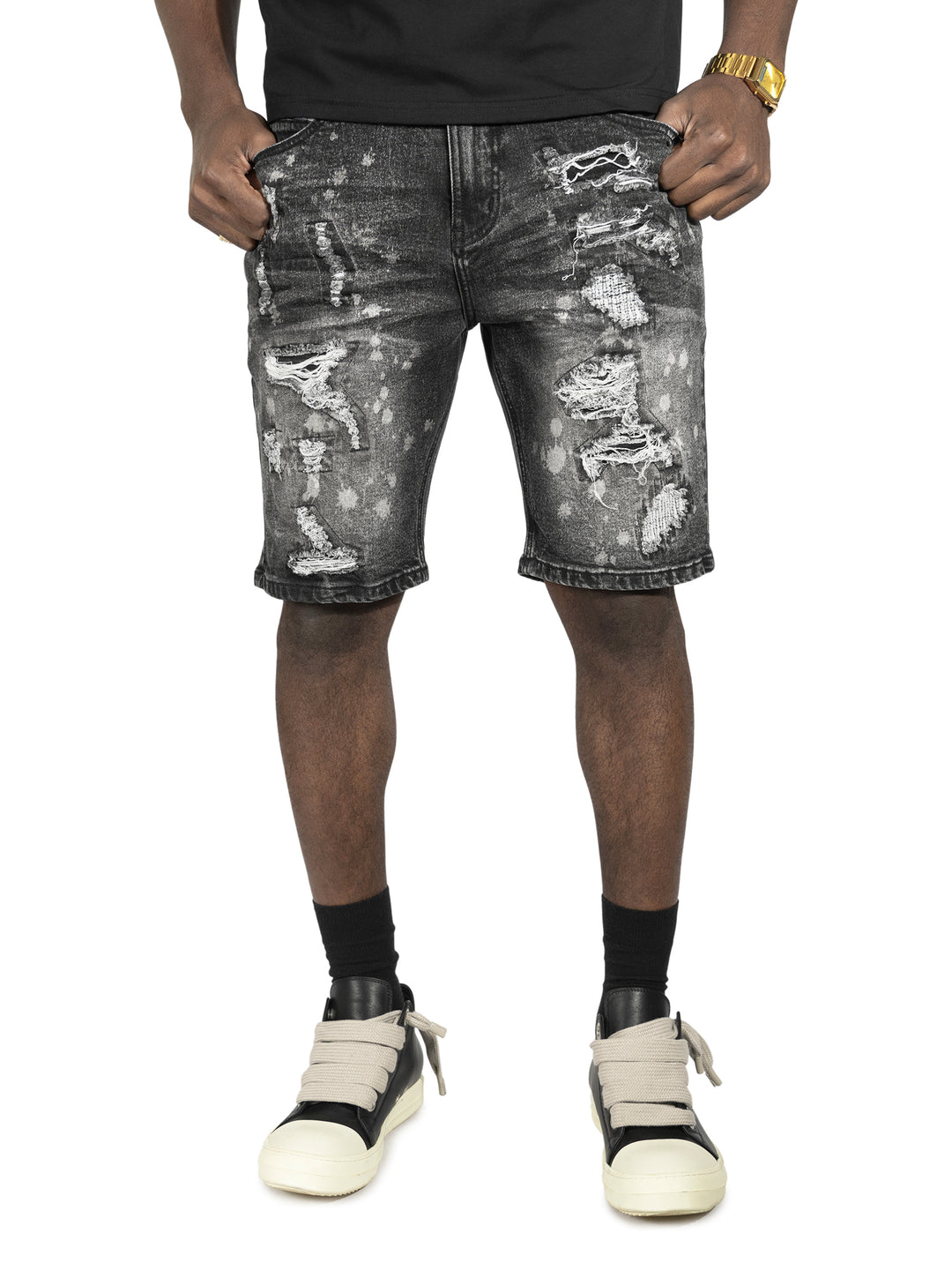 M607 Amato Denim Shorts - Black