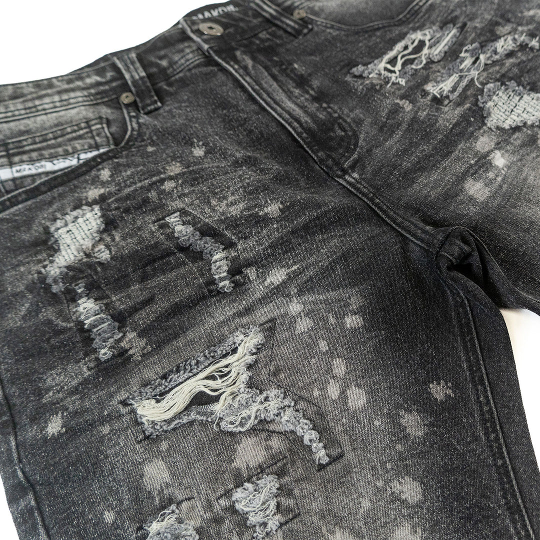 M607 Amato Denim Shorts - Black