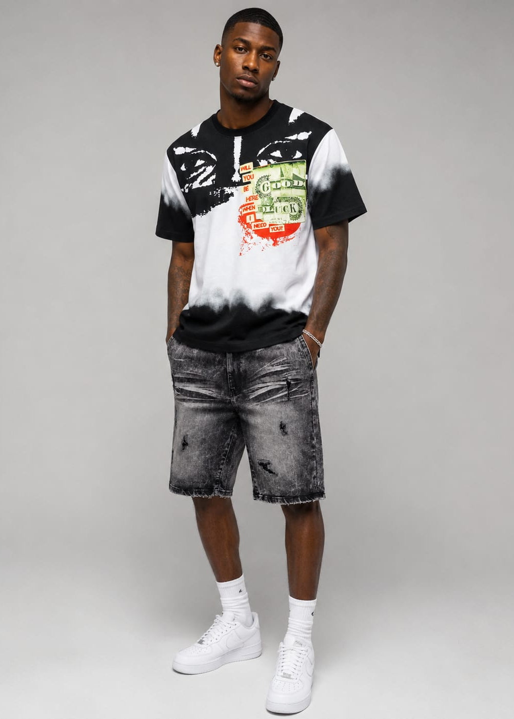 Makobi M613 Pastoni Denim Shorts in Black Wash, view 2