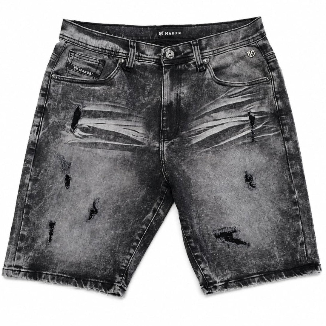 Makobi M613 Pastoni Denim Shorts in Black Wash, view 3