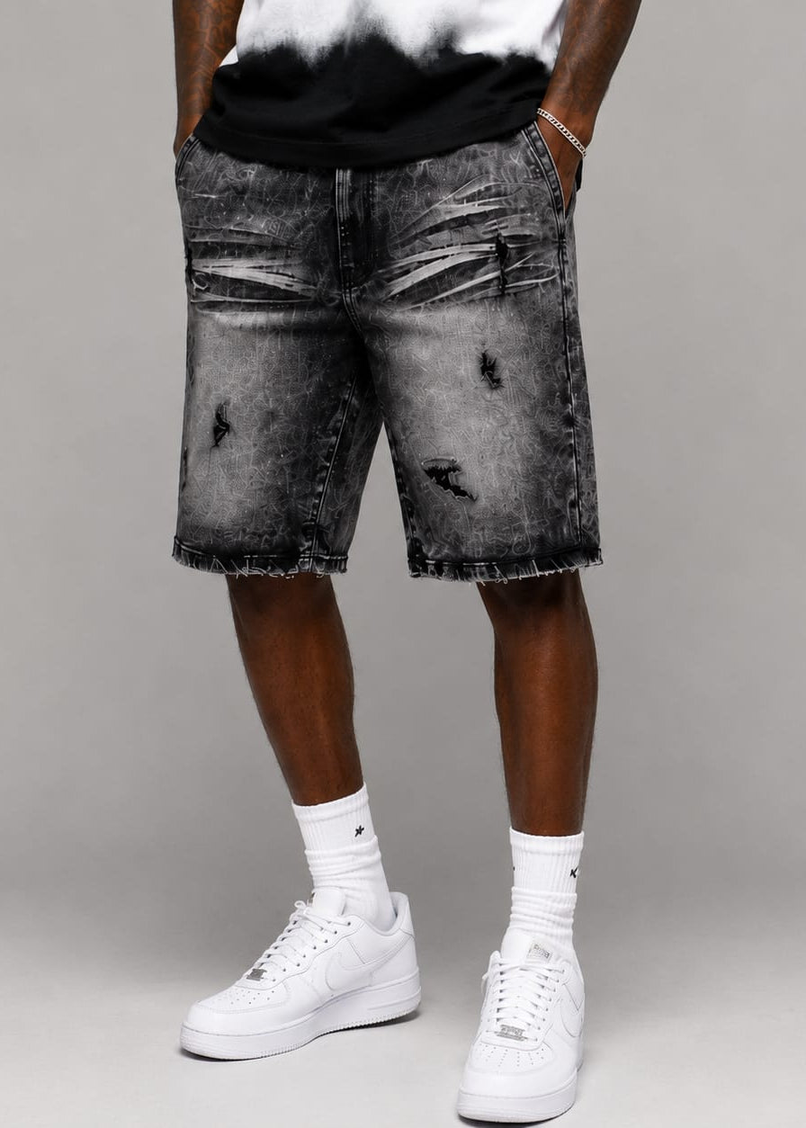 Makobi M613 Pastoni Denim Shorts in Black Wash