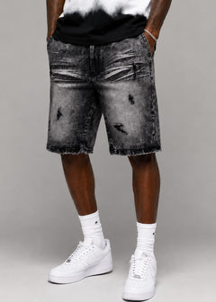 M613 Pastoni Denim Shorts - Black Wash