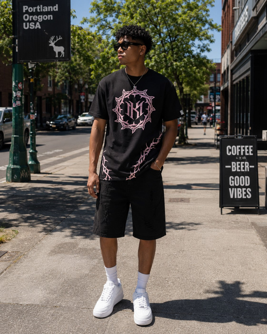 Makobi M613 Pastoni Denim Shorts in Jet Black, view 2