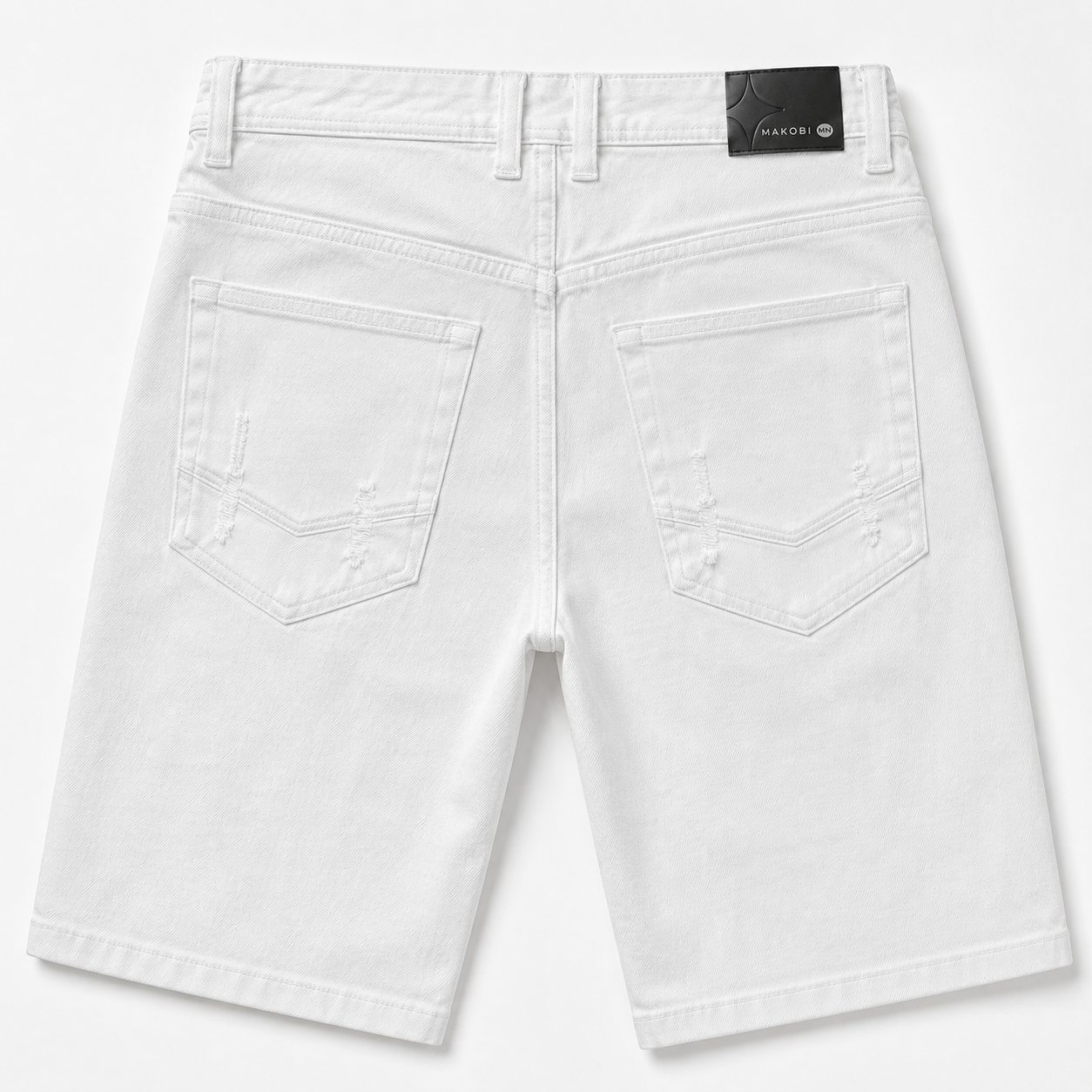 Makobi M613 Pastoni Denim Shorts in White, view 4