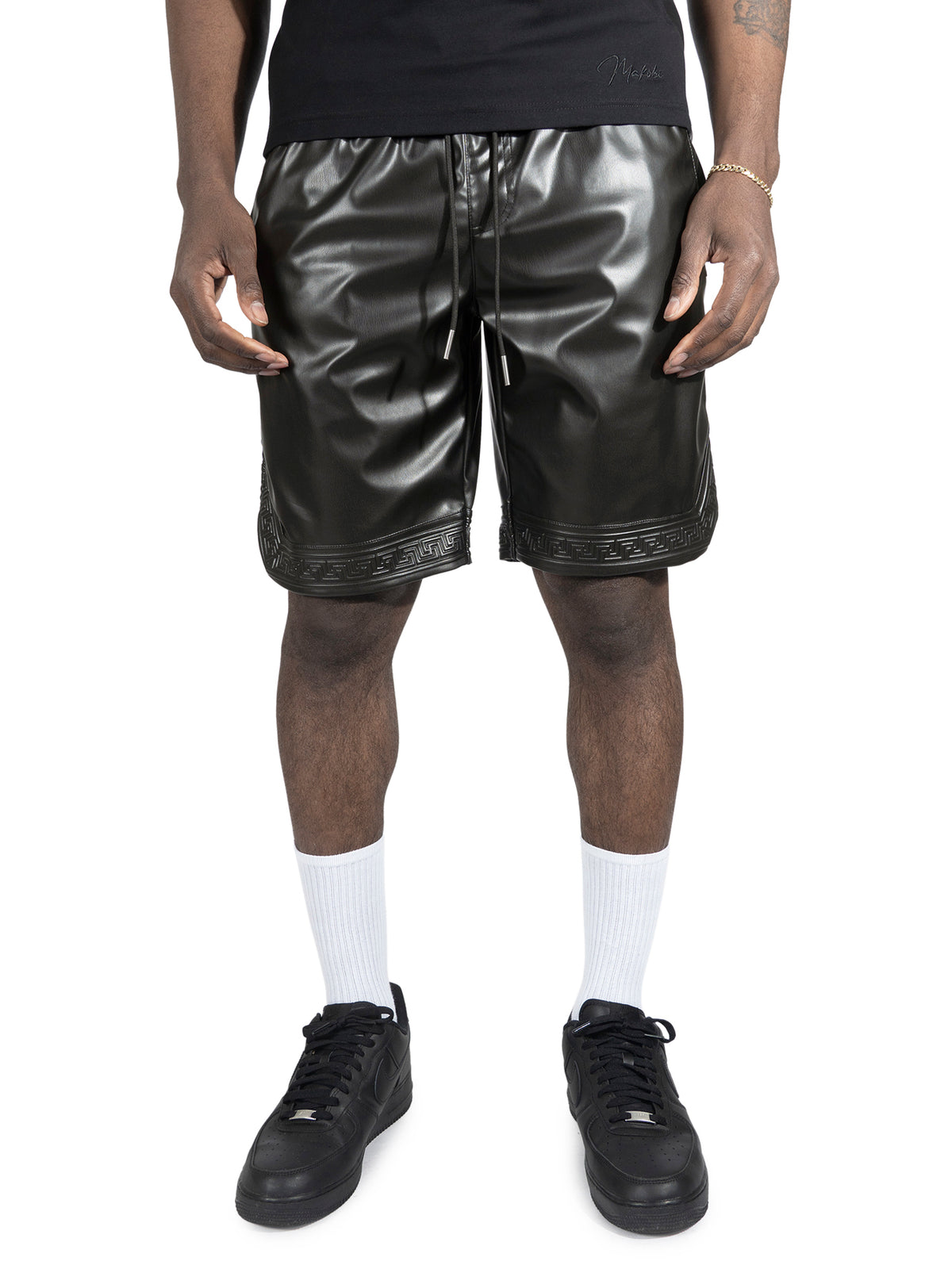 Makobi M629 Belluci Vegan Leather Shorts in Black