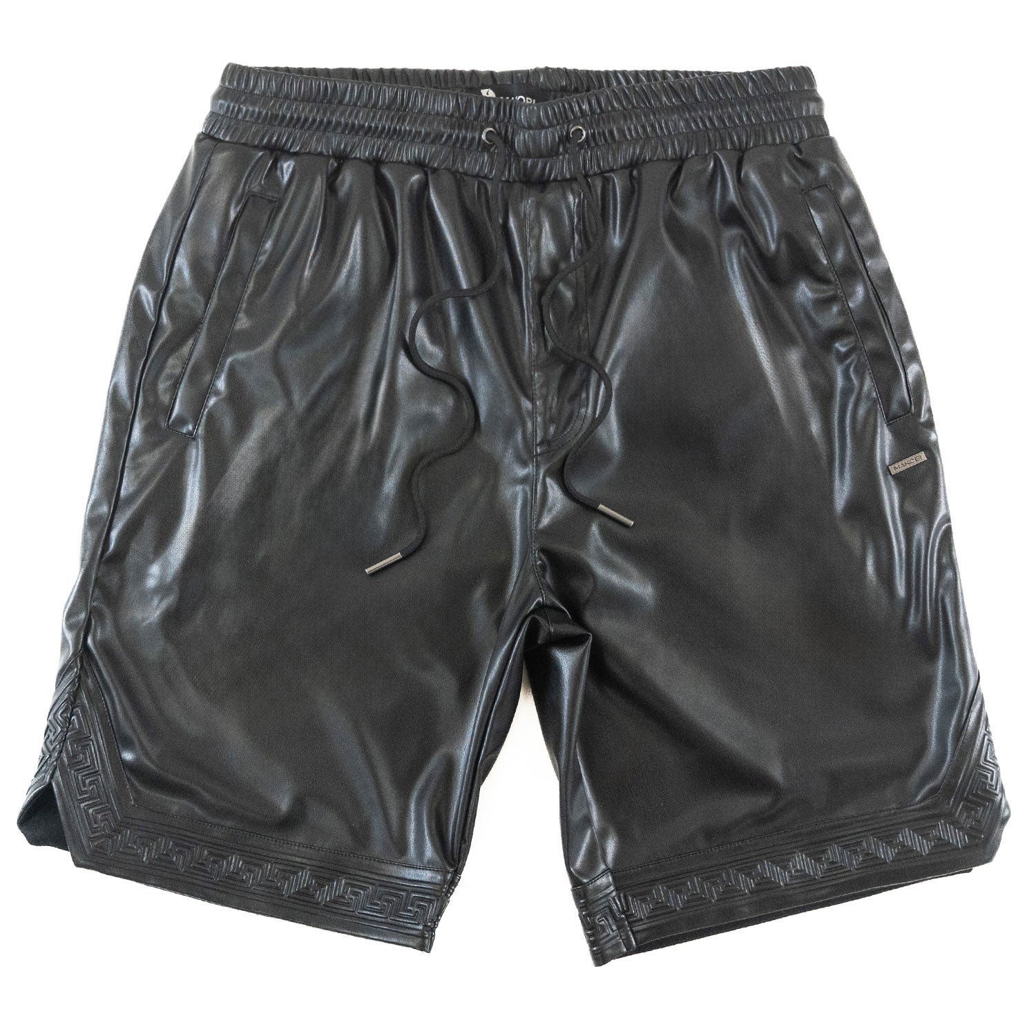 Makobi M629 Belluci Vegan Leather Shorts in Black, view 4