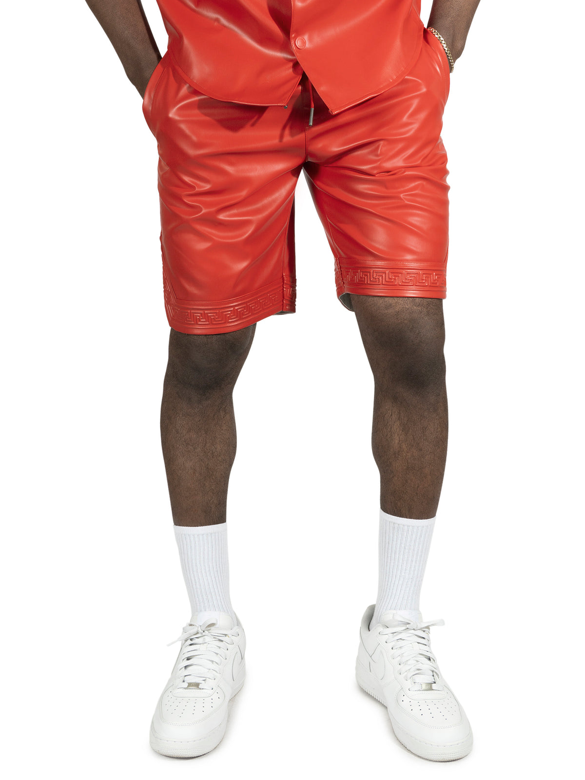 Makobi M629 Belluci Vegan Leather Shorts in Red