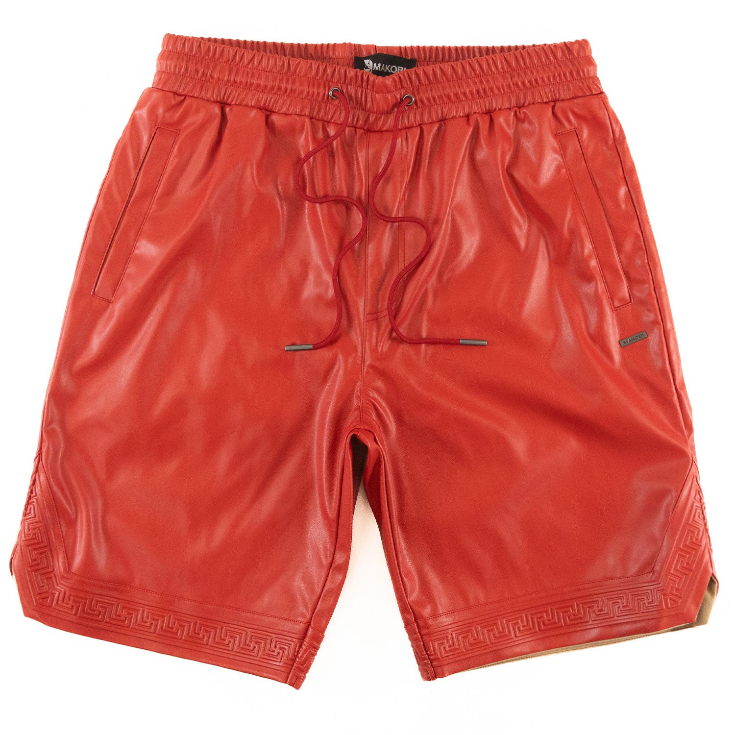 Makobi M629 Belluci Vegan Leather Shorts in Red, view 3