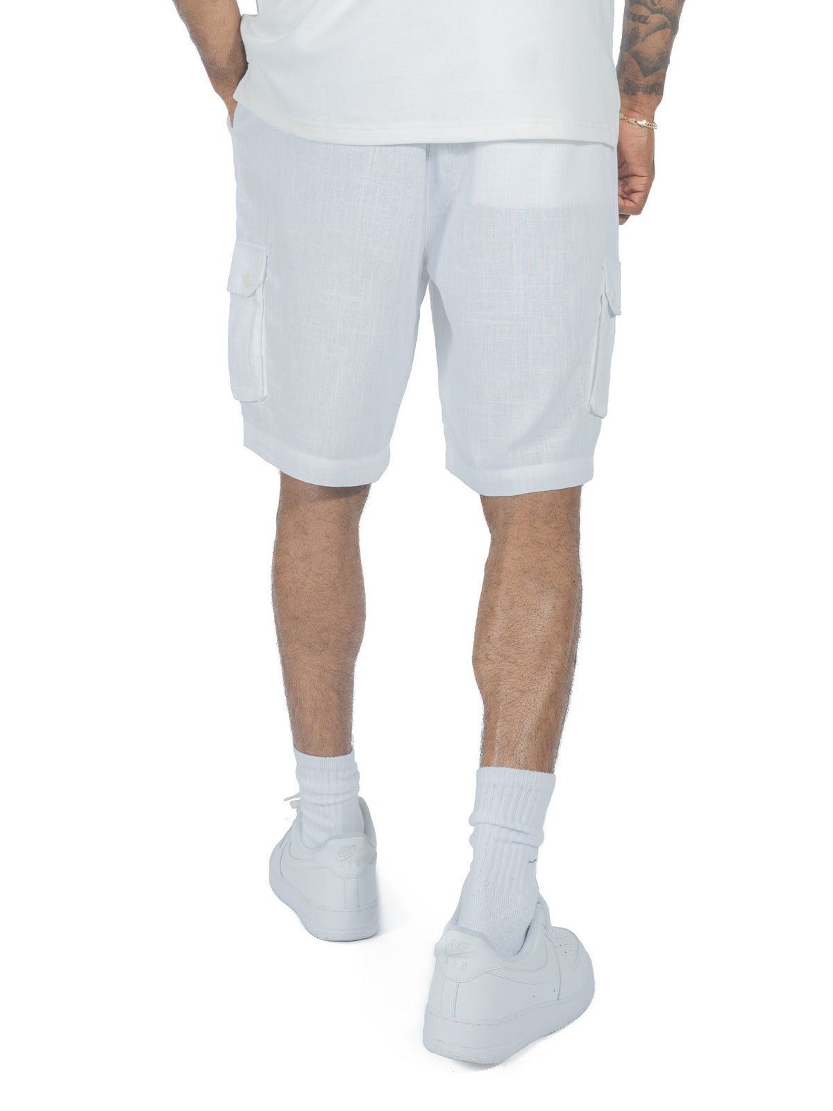 Makobi M632 Levonia Linen Shorts in White, view 5