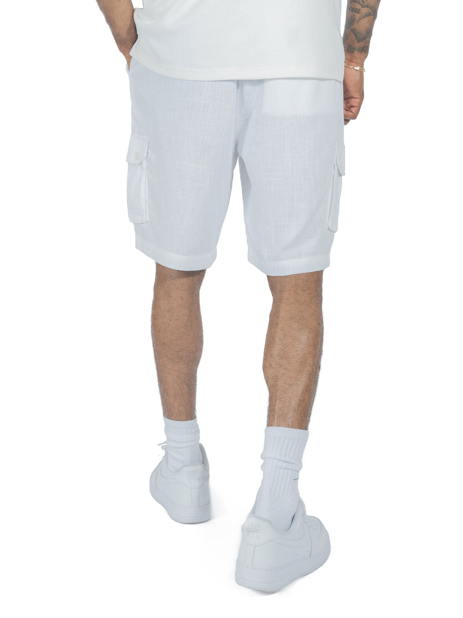 Makobi M632 Levonia Linen Shorts in White, view 5