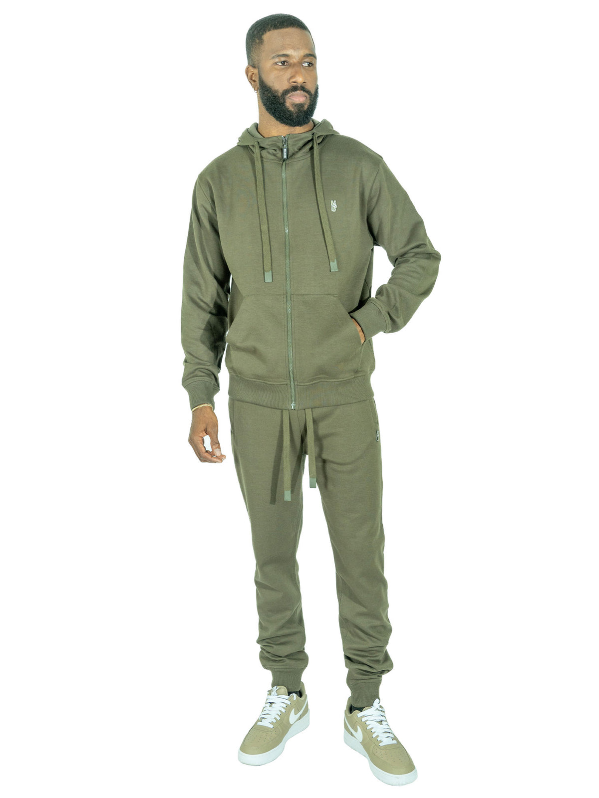 Makobi M6335 Essential Fleece Jogger Pants in Olive, view 5
