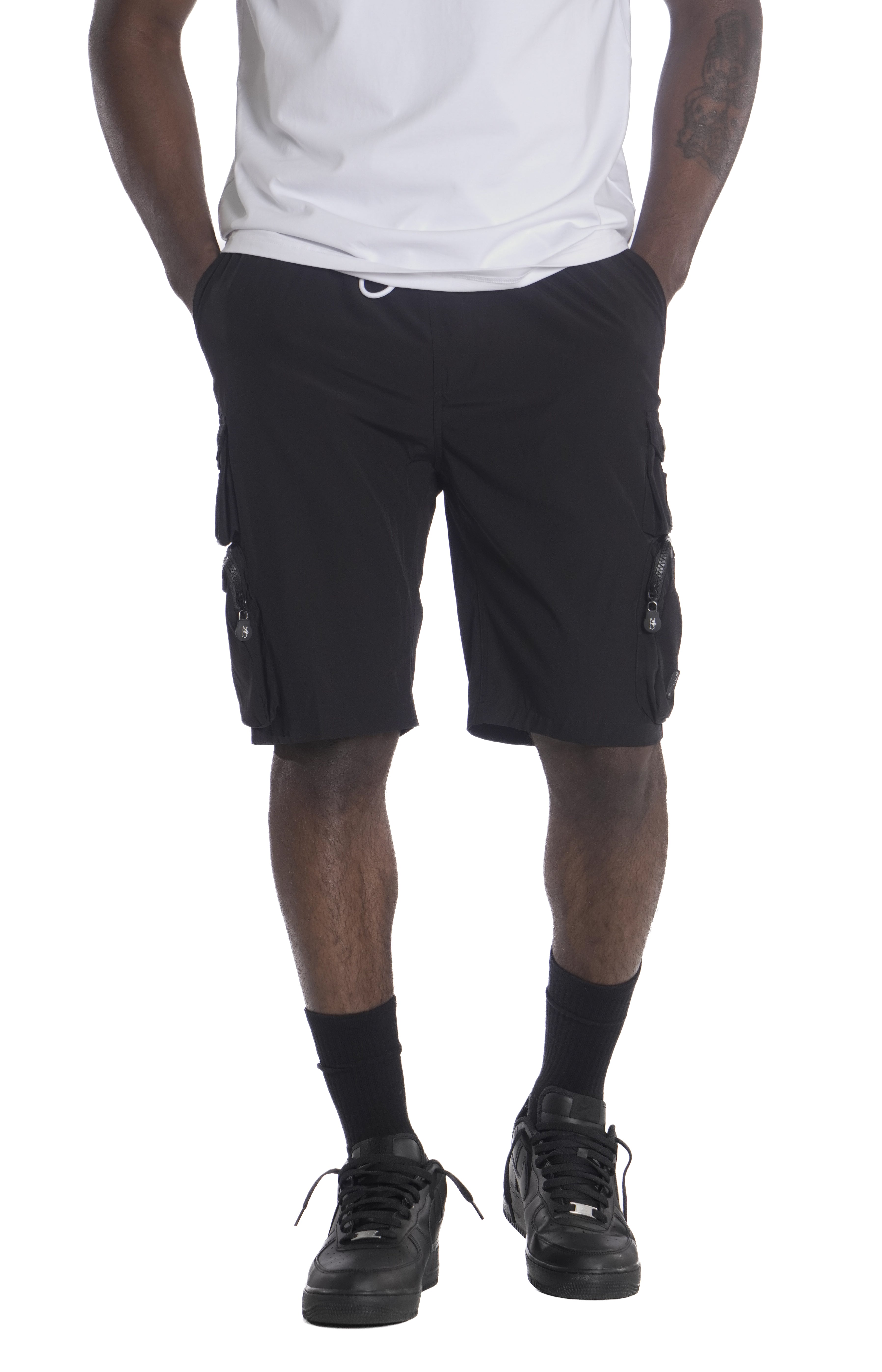 M633 Colton Nylon Spandex Cargo Shorts - Black