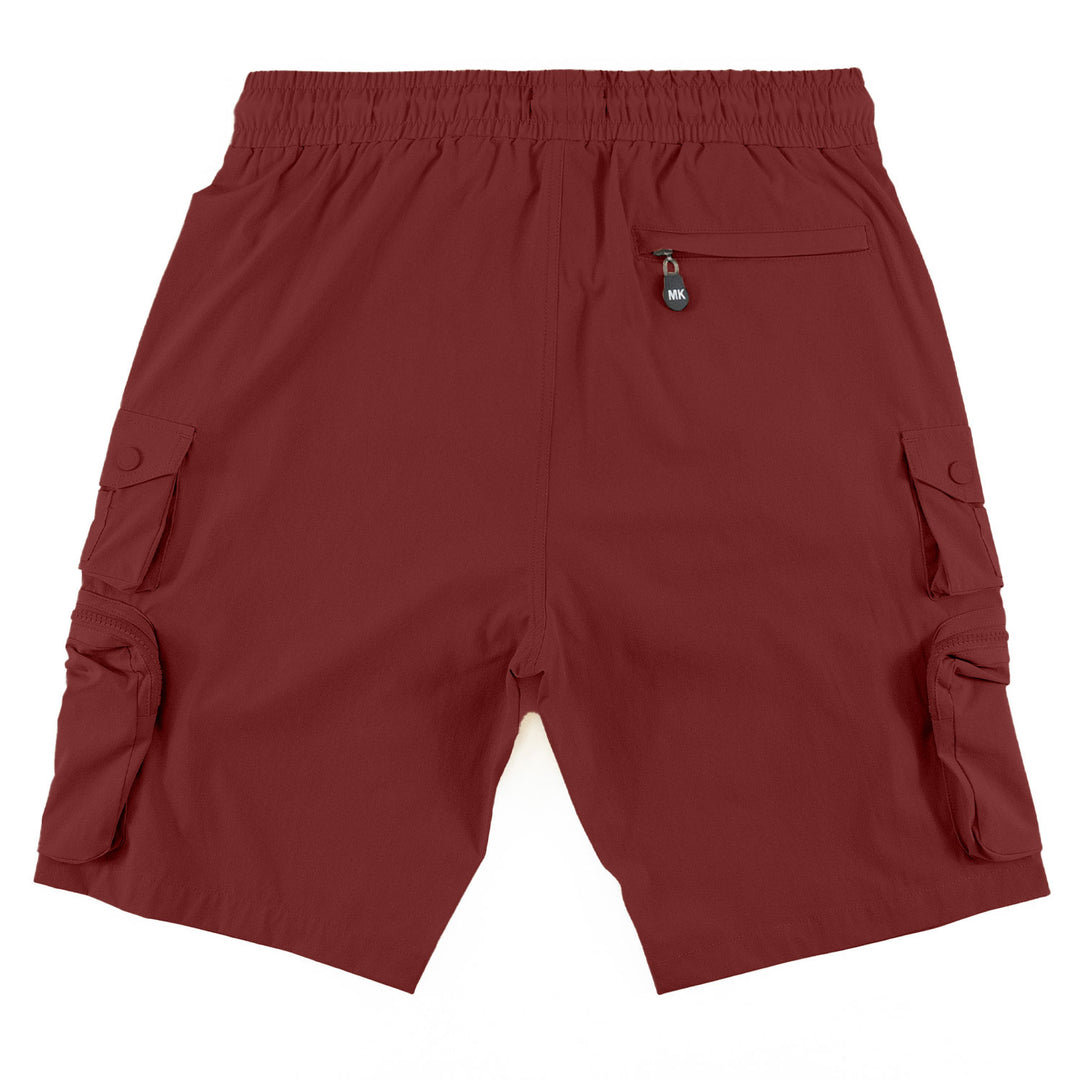 M633 Colton Nylon Spandex Cargo Shorts - Bugundy