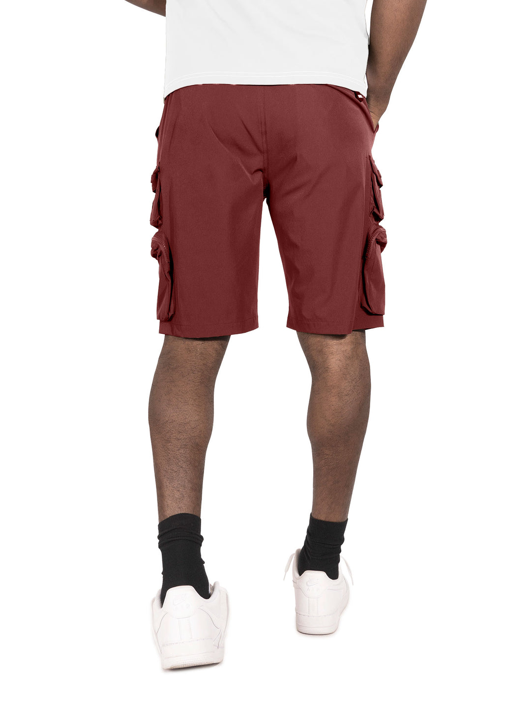 M633 Colton Nylon Spandex Cargo Shorts - Bugundy