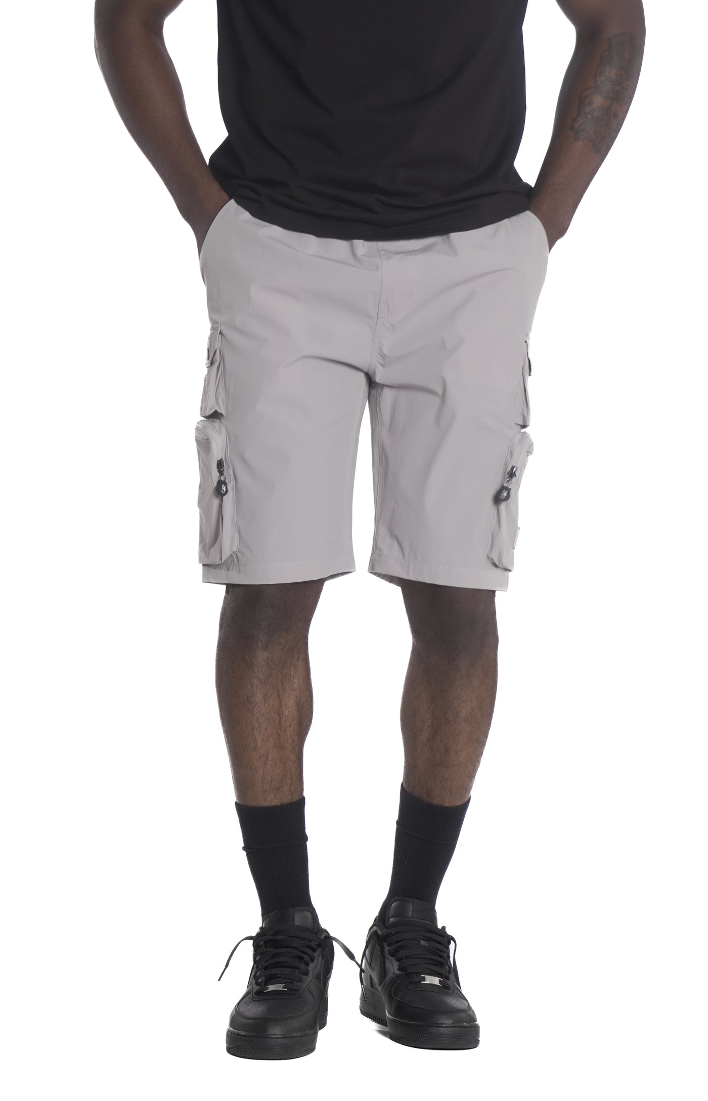 M633 Colton Nylon Spandex Cargo Shorts - Gray