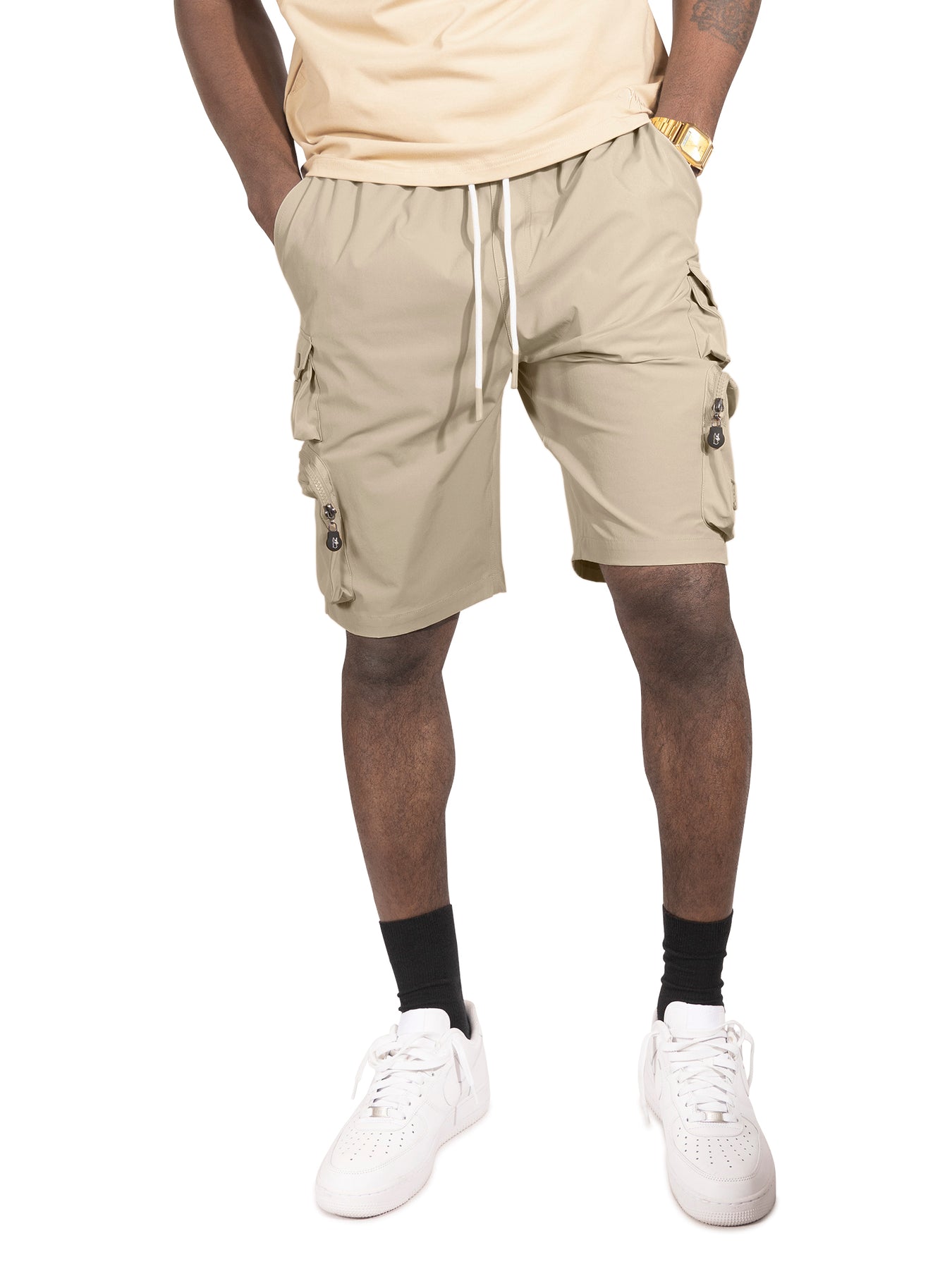 M633 Colton Nylon Spandex Cargo Shorts - Khaki 25&