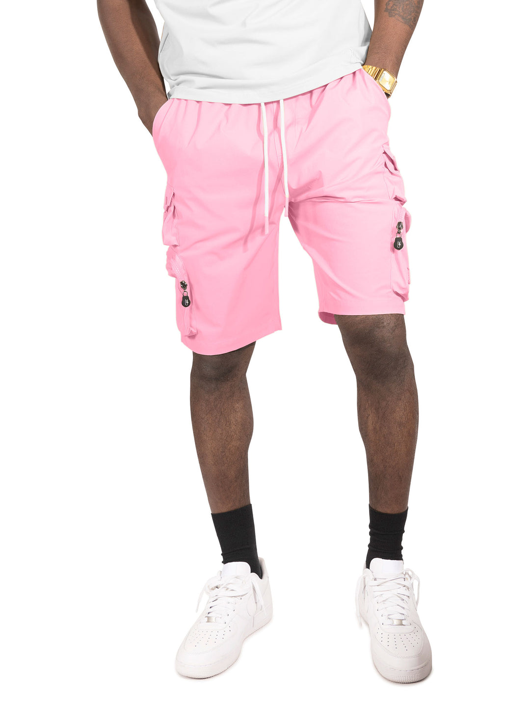 M633 Colton Nylon Spandex Cargo Shorts - Pink