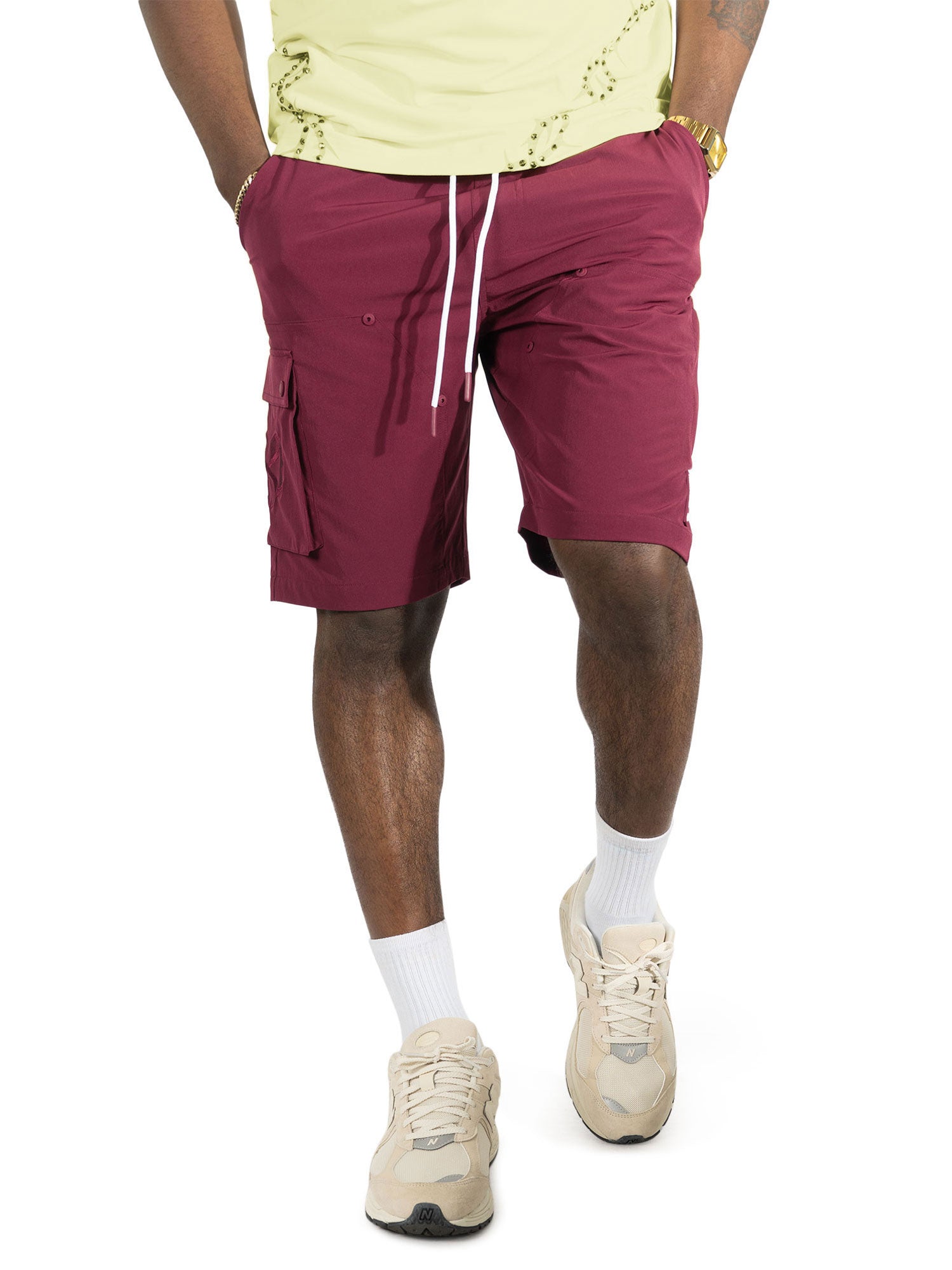 Nylon Pants| M634 Adorni Shorts - Burgundy