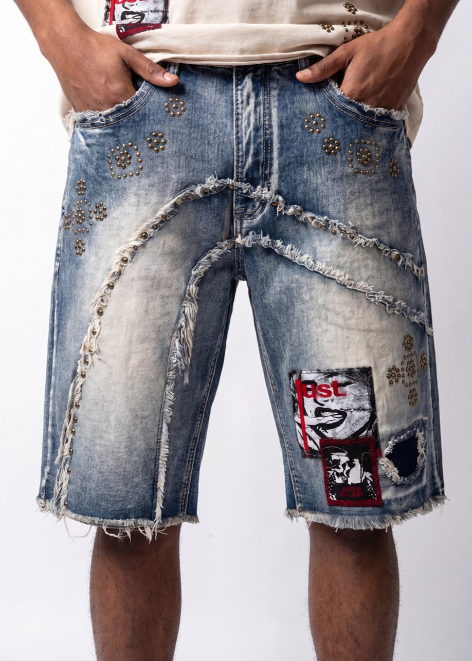 Makobi M671 Dolore Pain Denim Shorts in Dirt, view 3