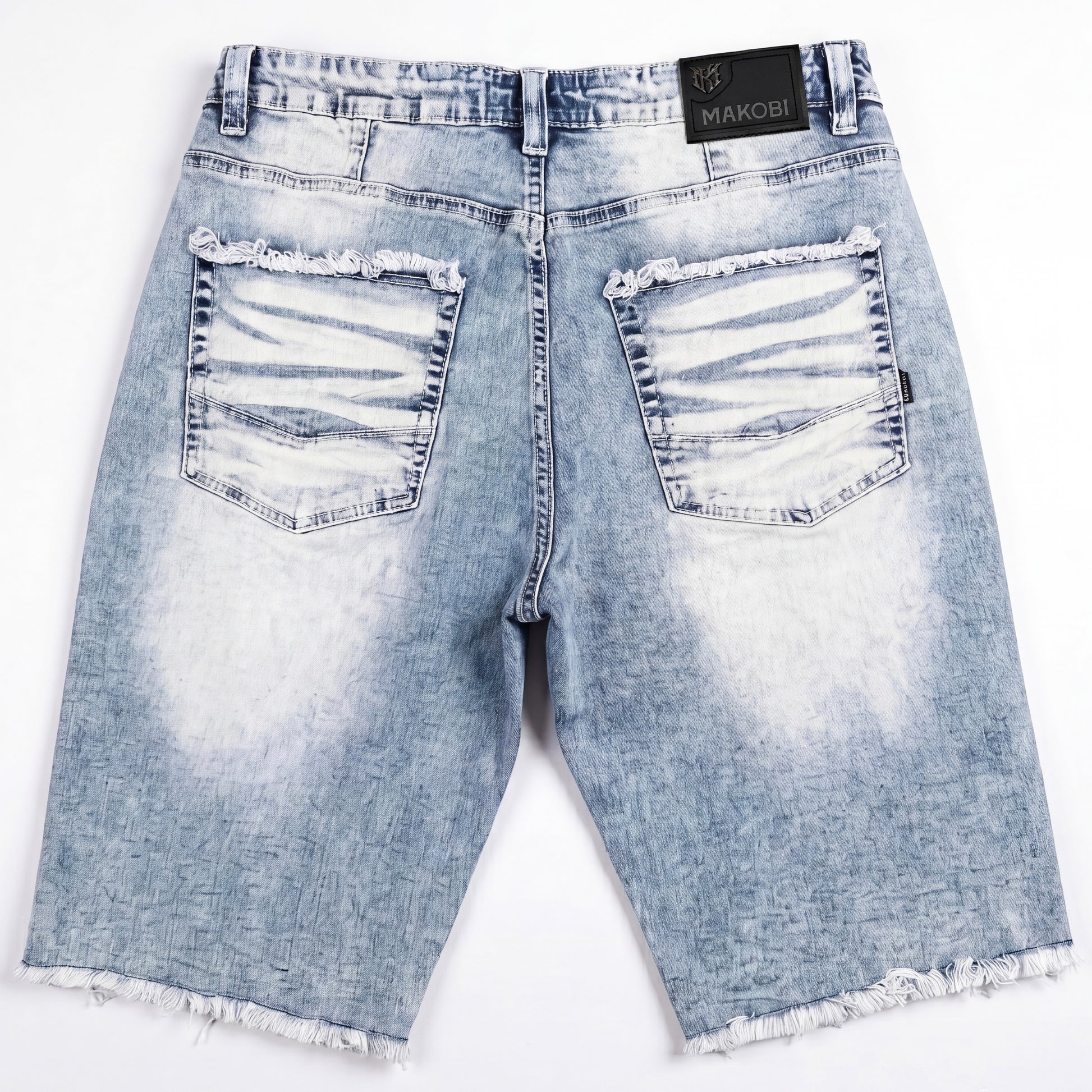 Makobi M671 Dolore Pain Denim Shorts in Light Wash, view 6
