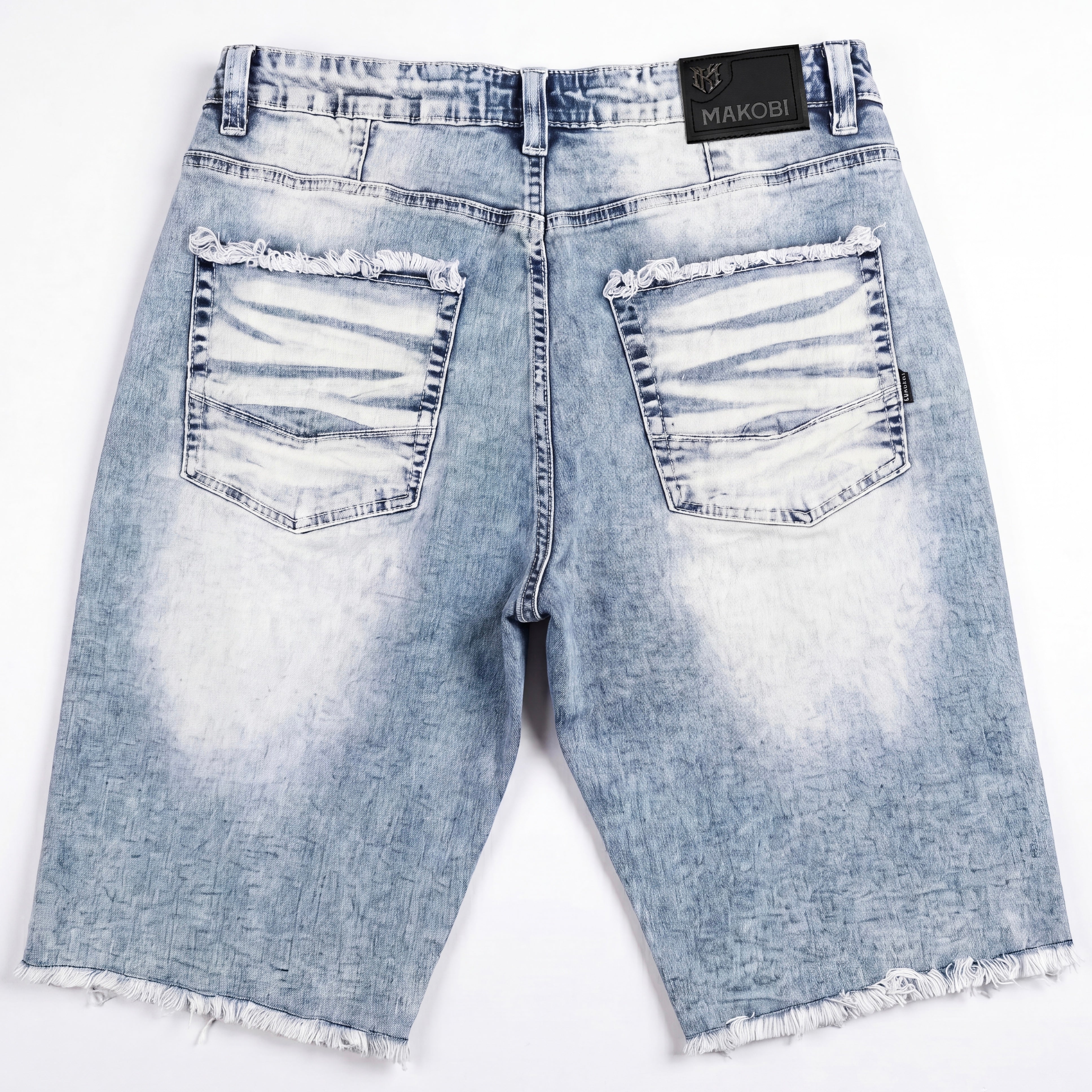 Makobi M671 Dolore Pain Denim Shorts in Light Wash, view 6