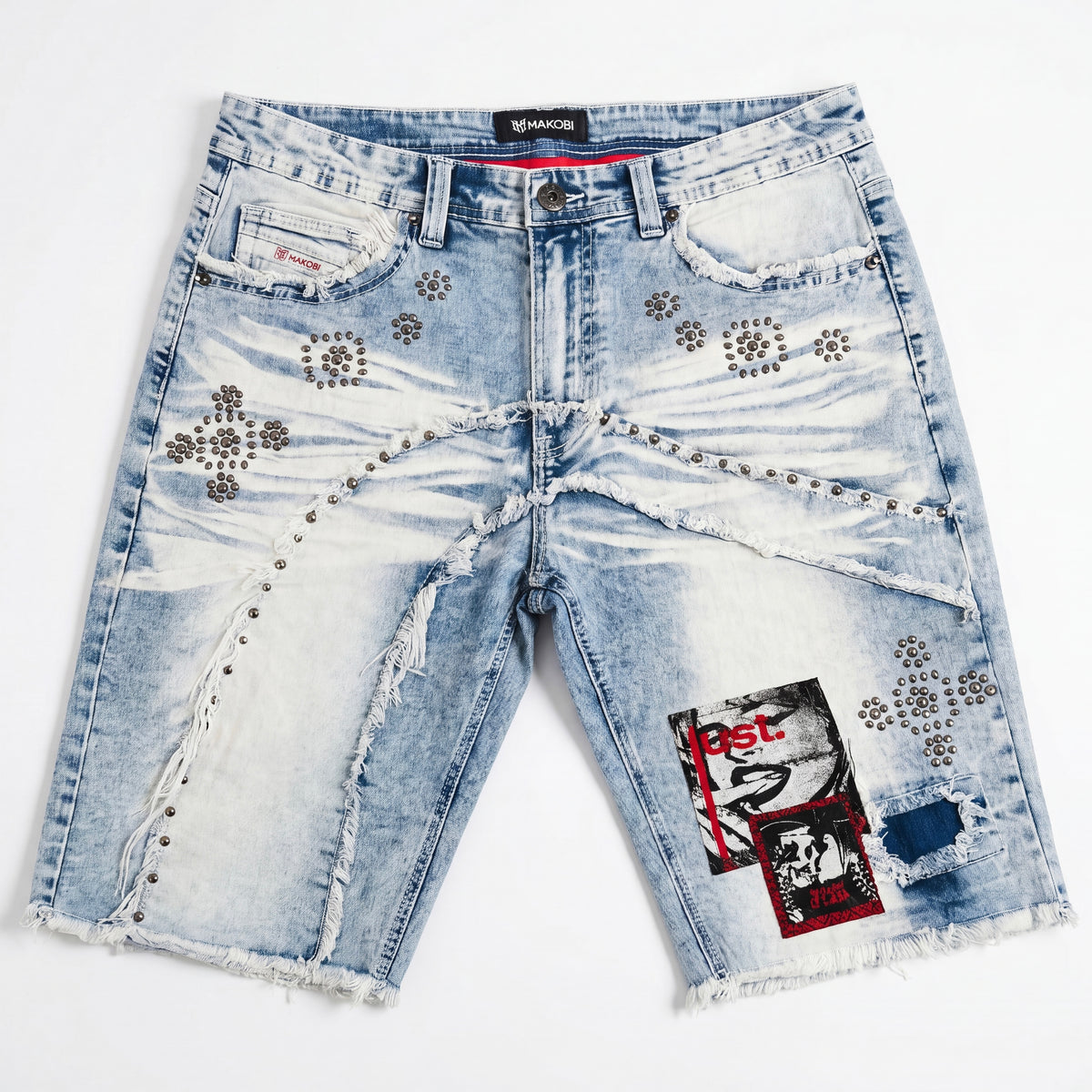 Makobi M671 Dolore Pain Denim Shorts in Light Wash, view 5