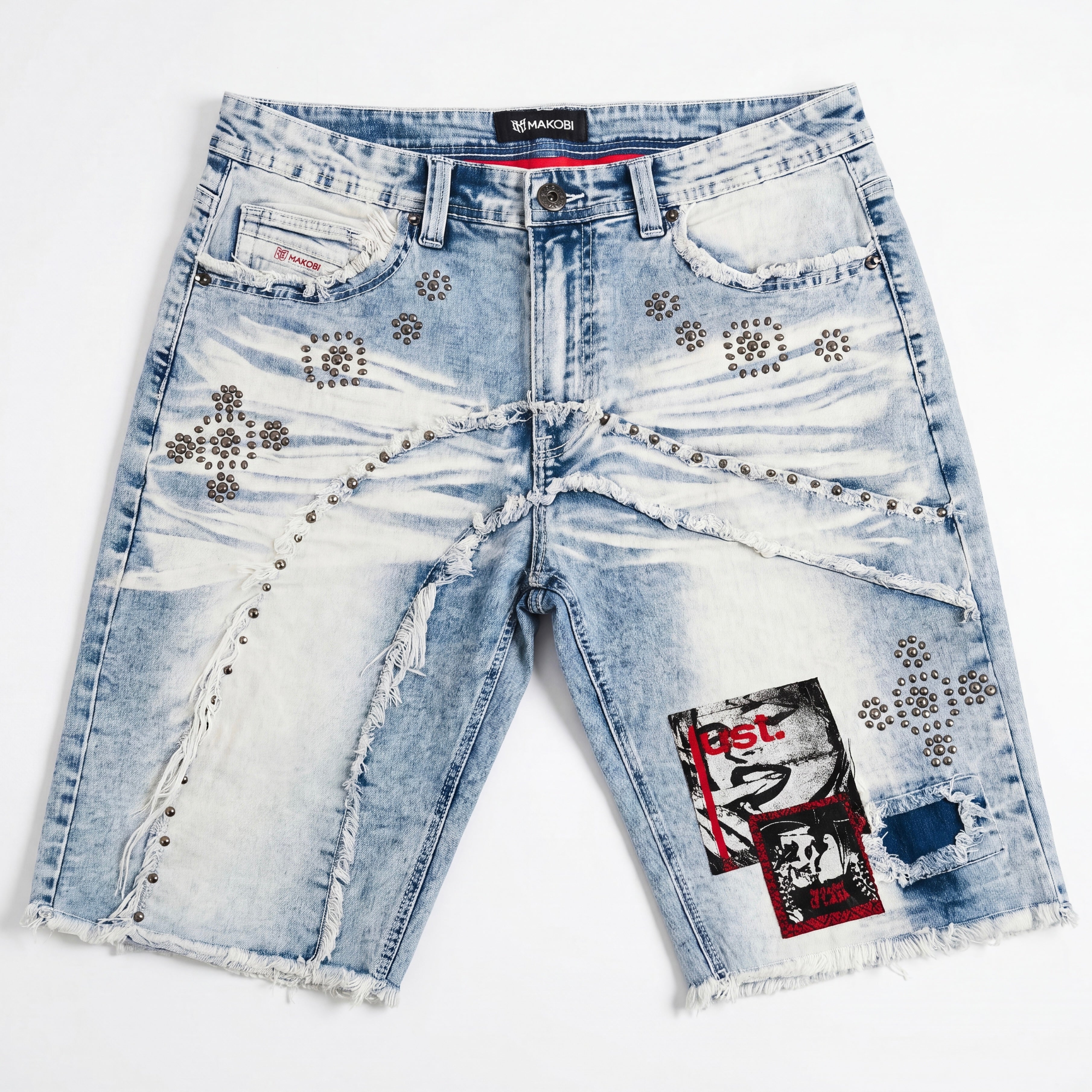 Makobi M671 Dolore Pain Denim Shorts in Light Wash, view 5