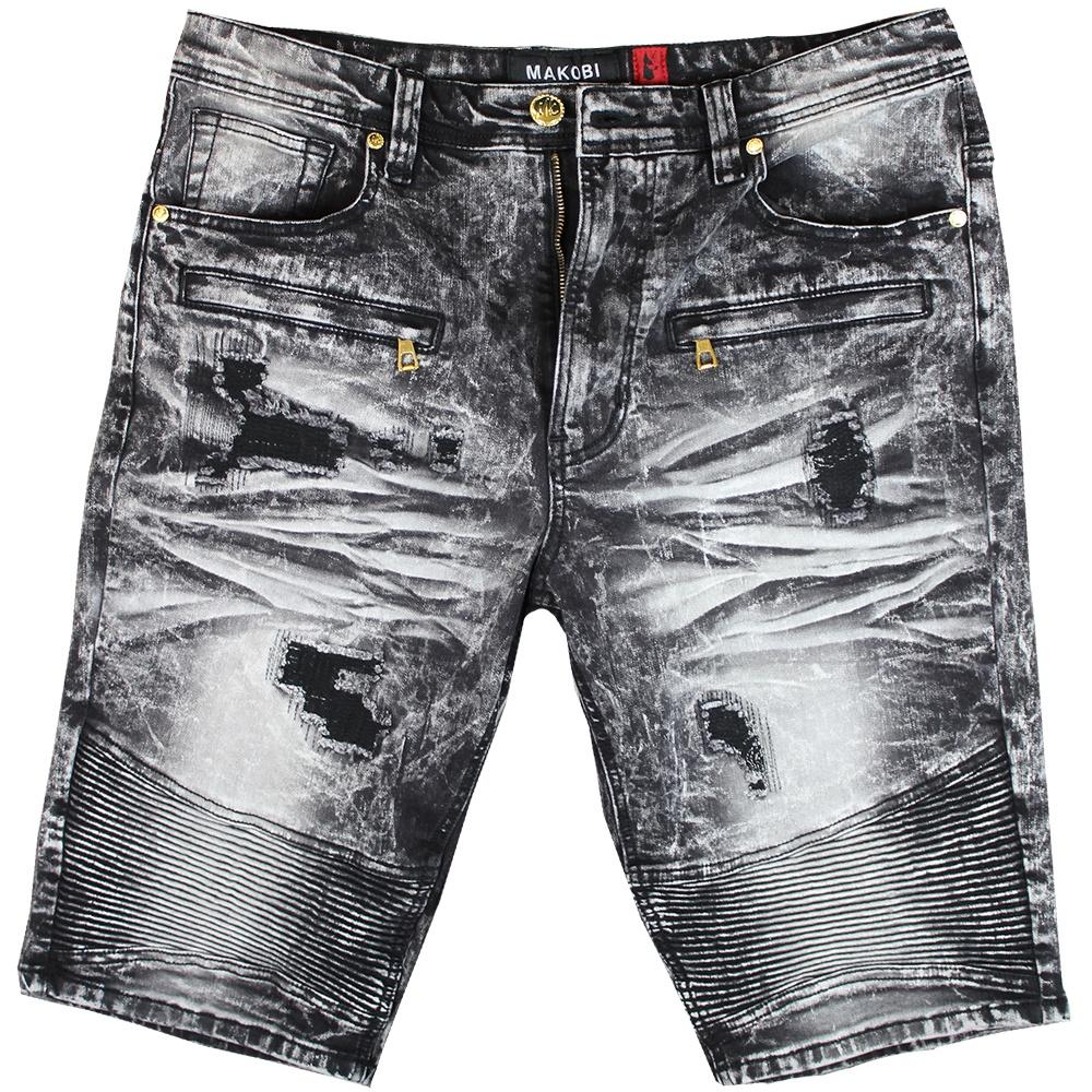 M712 Makobi Biker Shorts - Black Wash – Makobi Jeans USA