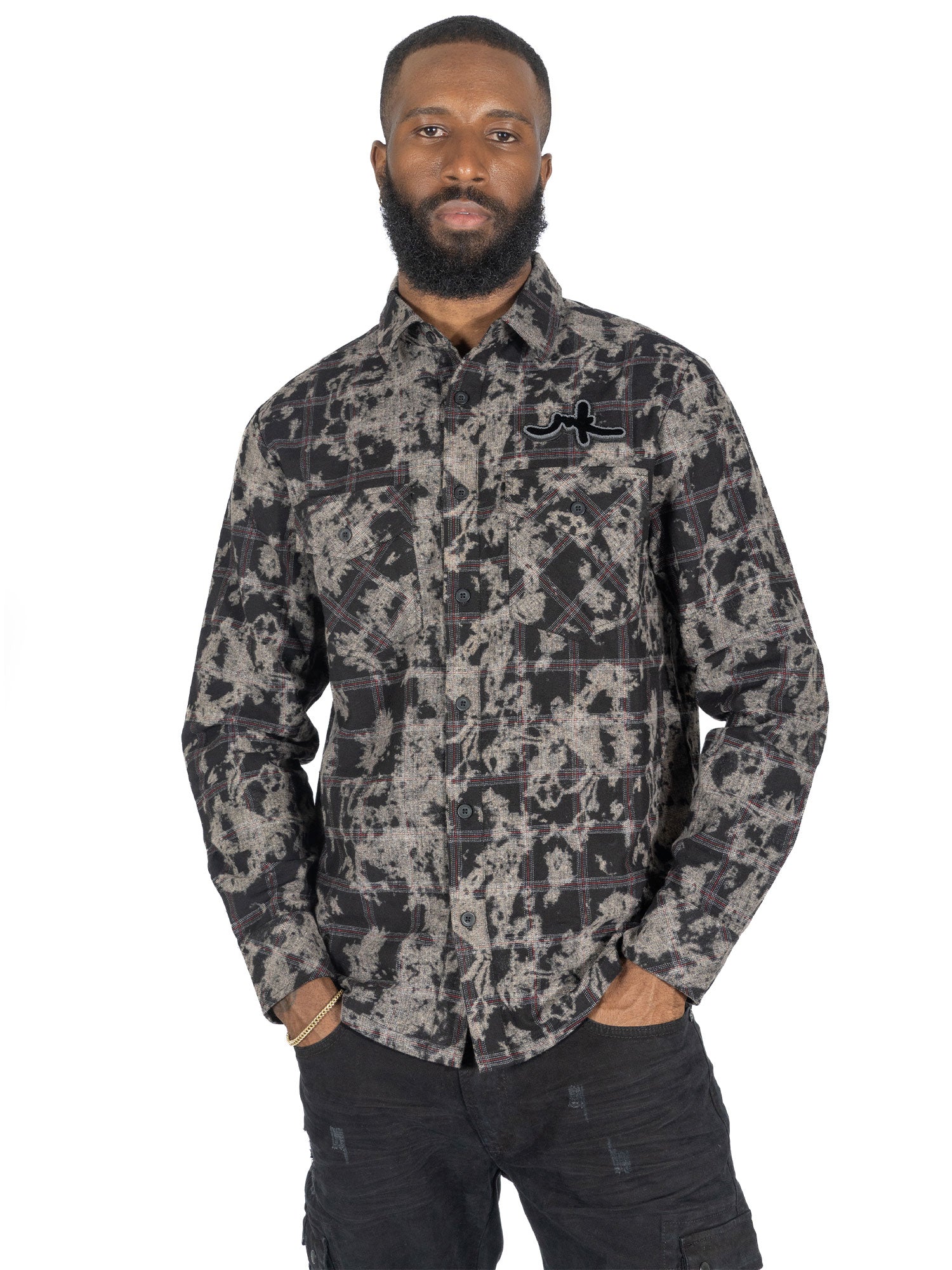 M837 Berteli Acid Plaid Shirt - Black