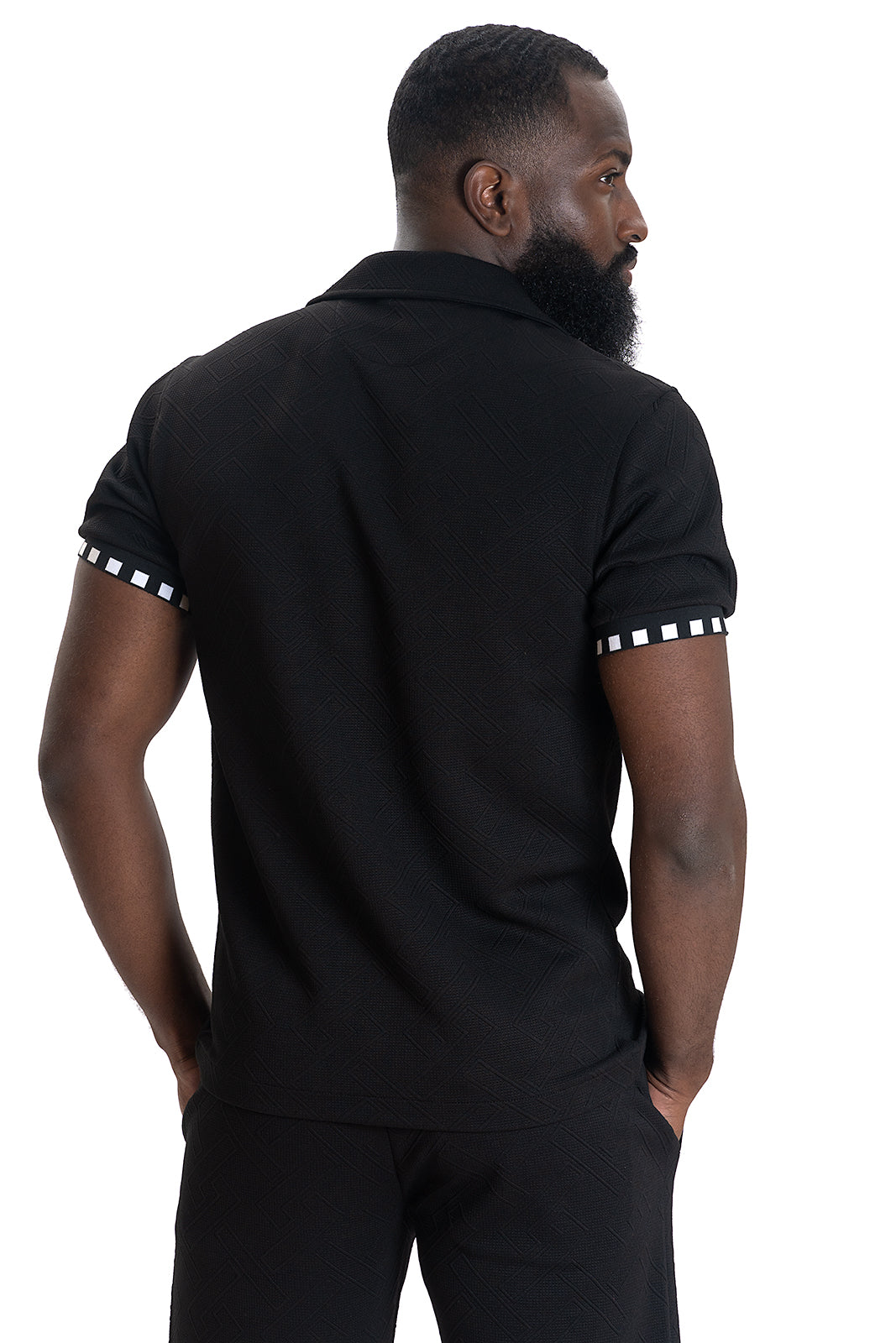 Makobi M863 Bianchi Jacquard Button Down in Black, view 4