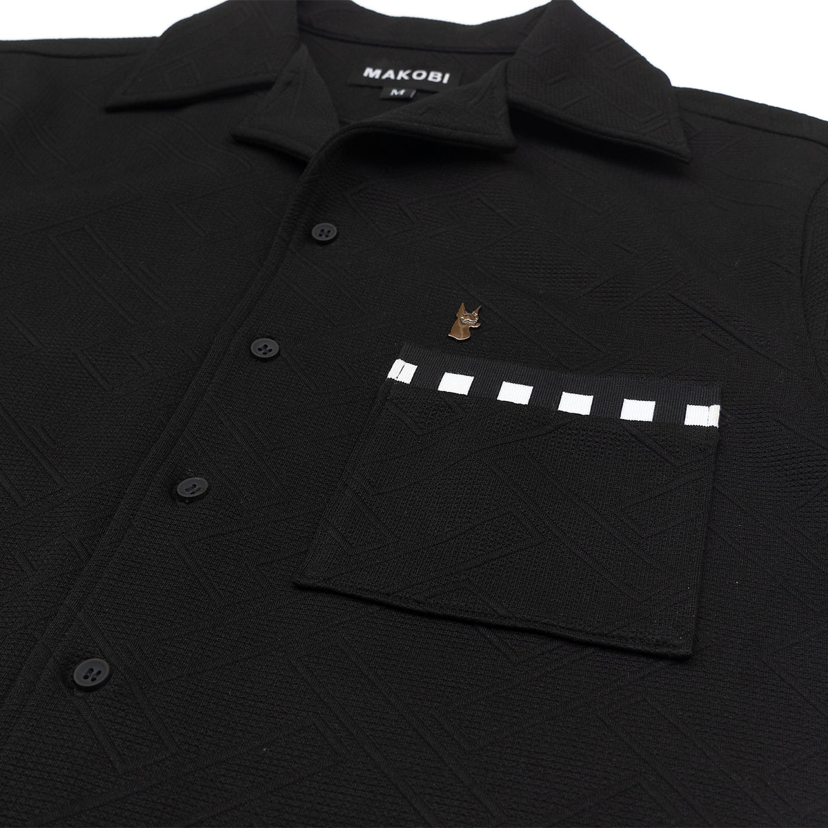 Makobi M863 Bianchi Jacquard Button Down in Black, view 3