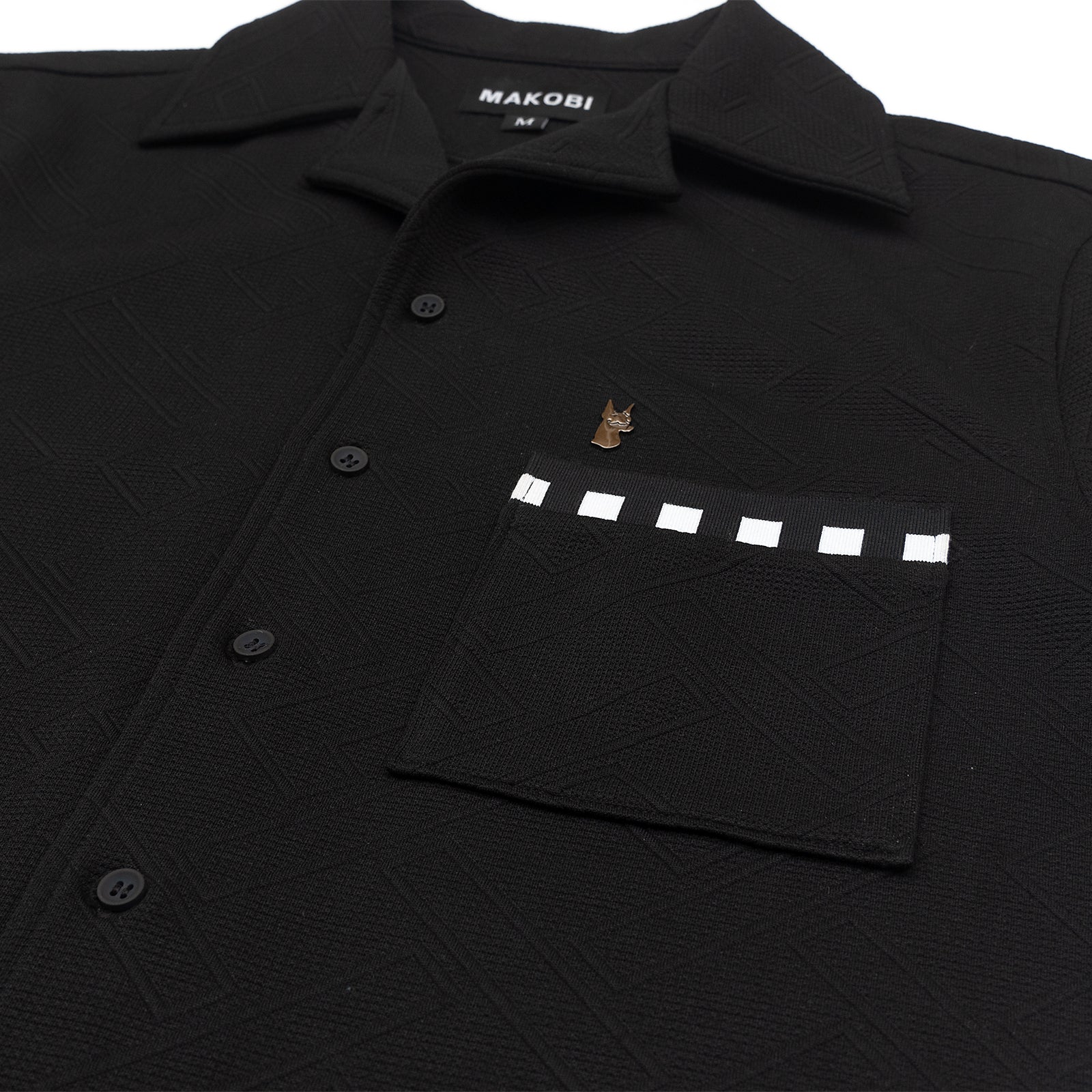 Makobi M863 Bianchi Jacquard Button Down in Black, view 3