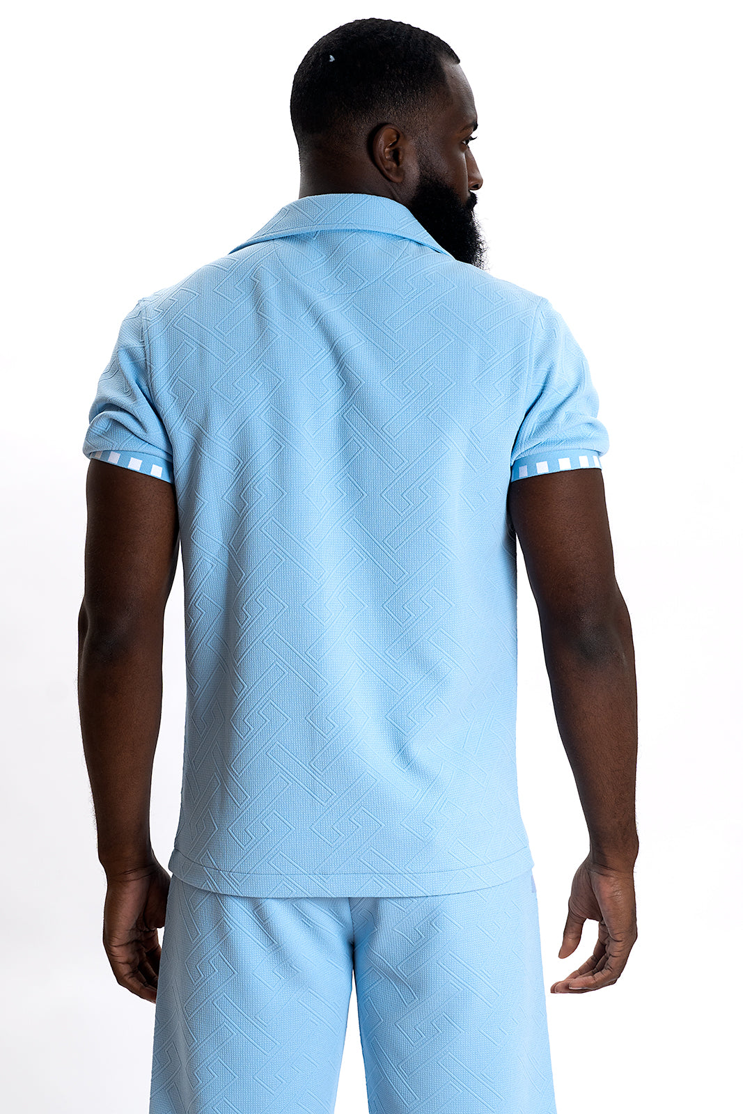 Makobi M863 Bianchi Jacquard Button Down in Blue, view 5