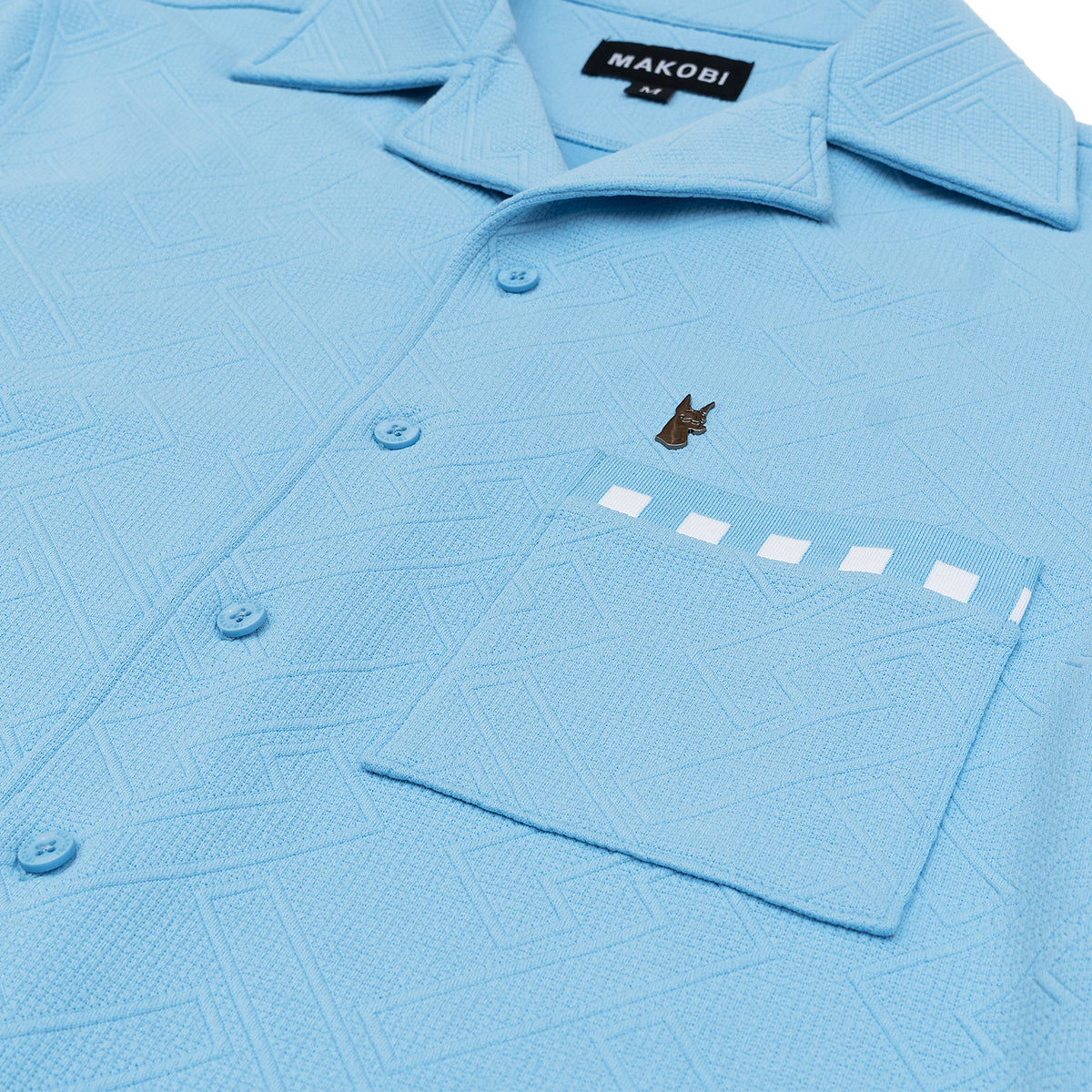 Makobi M863 Bianchi Jacquard Button Down in Blue, view 4