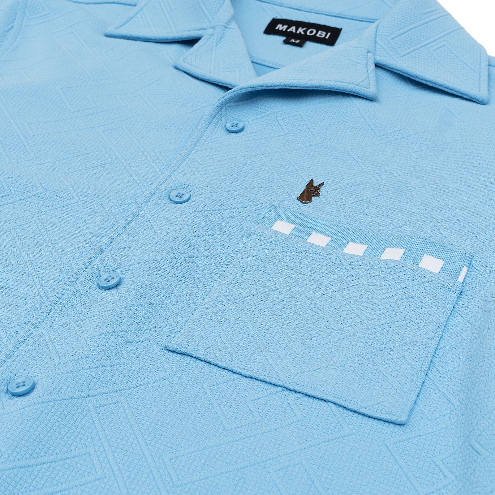 Makobi M863 Bianchi Jacquard Button Down in Blue, view 4