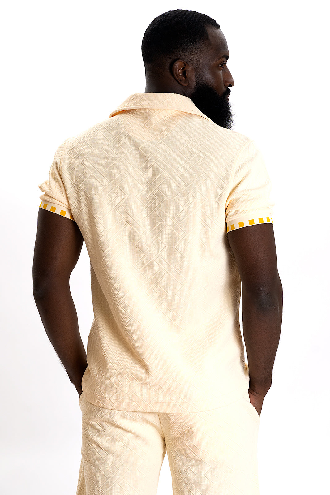 Makobi M863 Bianchi Jacquard Button Down in Natural, view 4