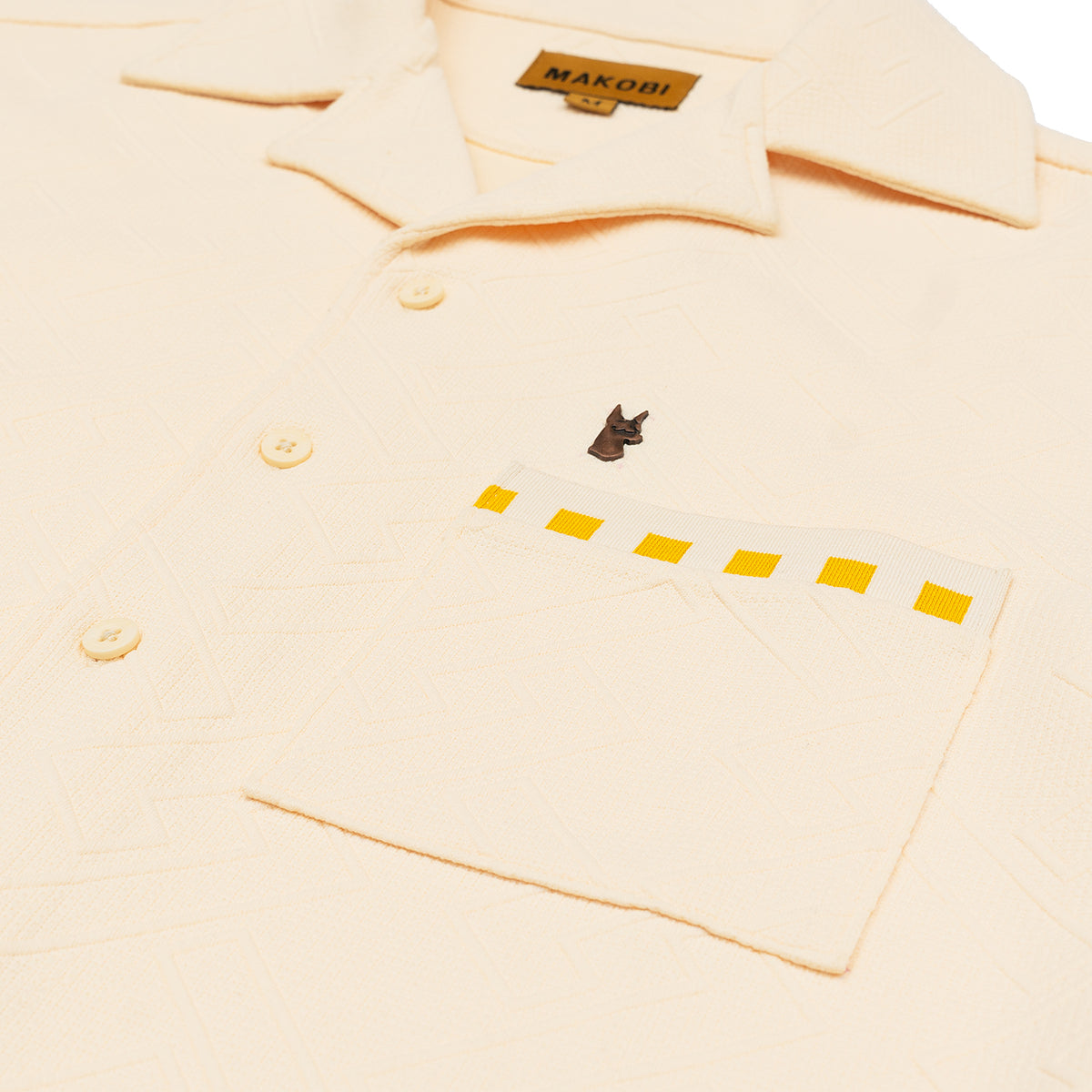 Makobi M863 Bianchi Jacquard Button Down in Natural, view 3