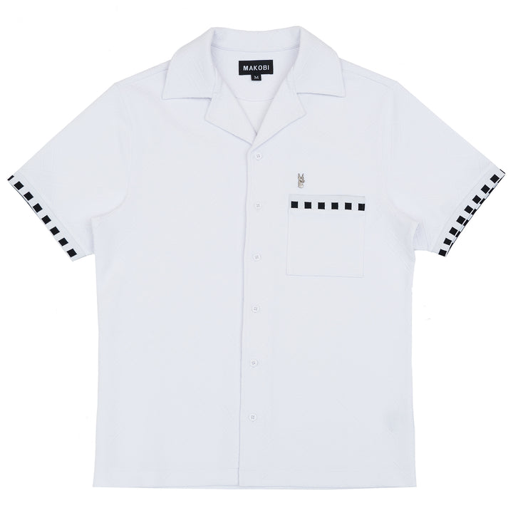 Makobi M863 Bianchi Jacquard Button Down in White